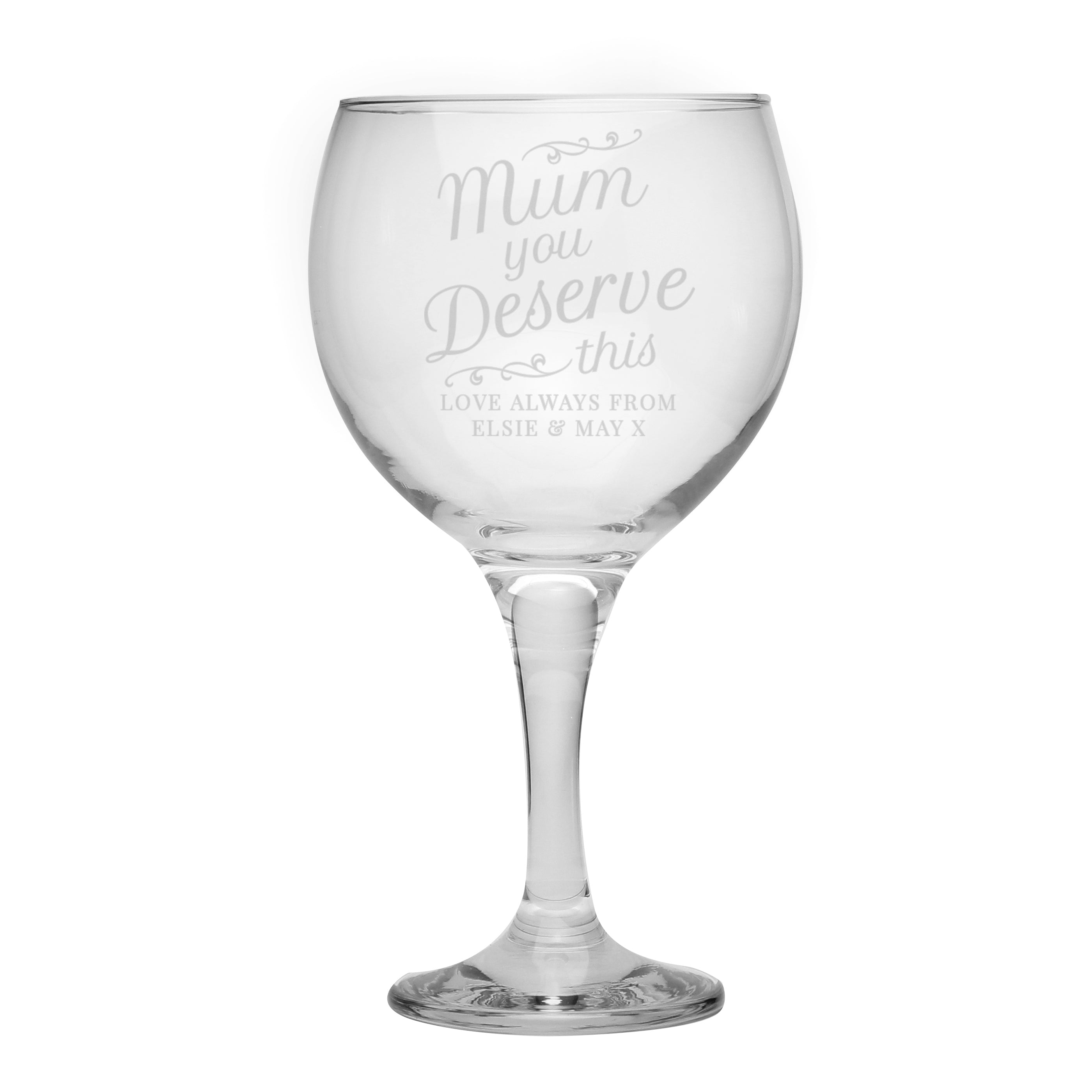 Personalised 'Mum You Deserve This' Gin Balloon Glass