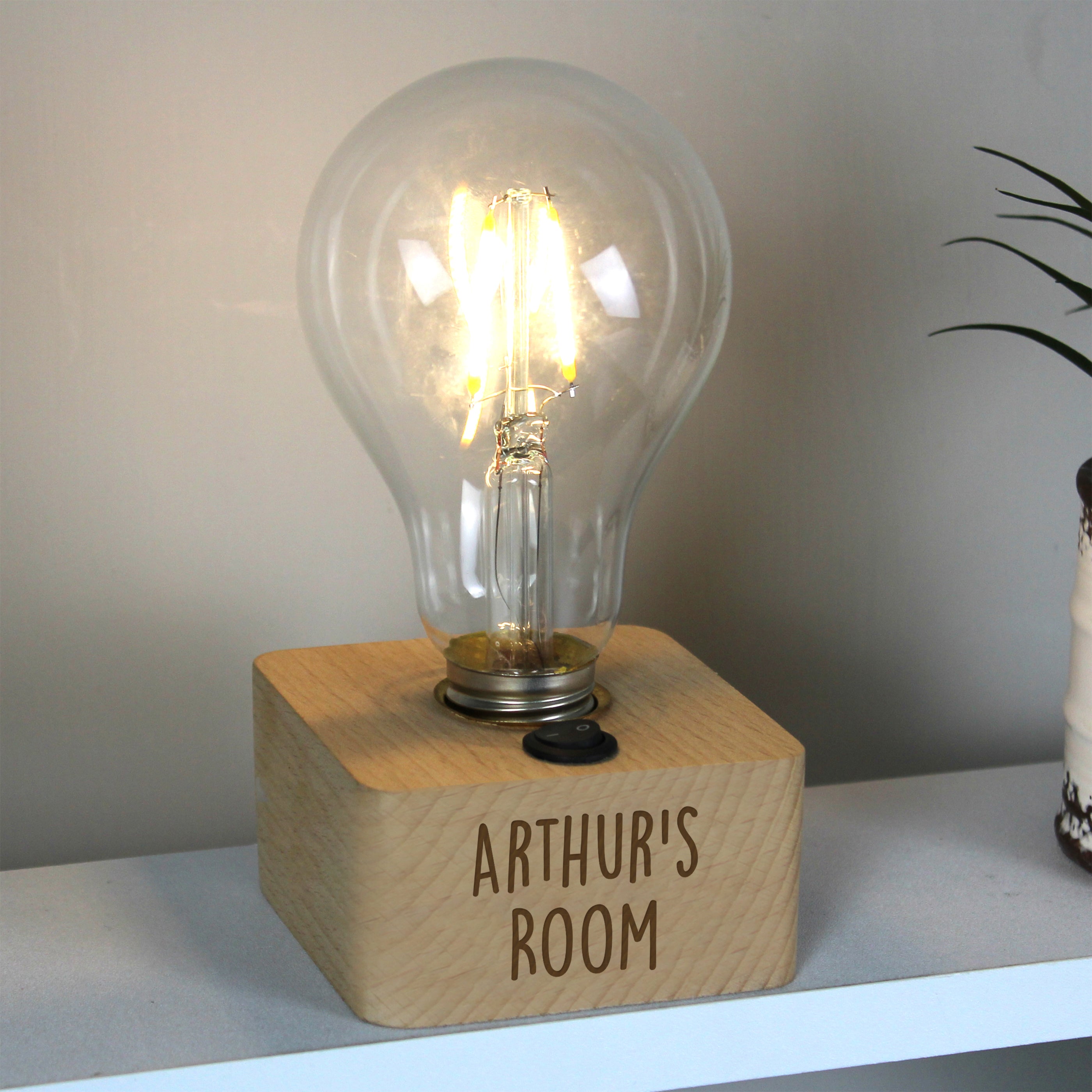 Personalised Free Text LED Bulb Table Lamp