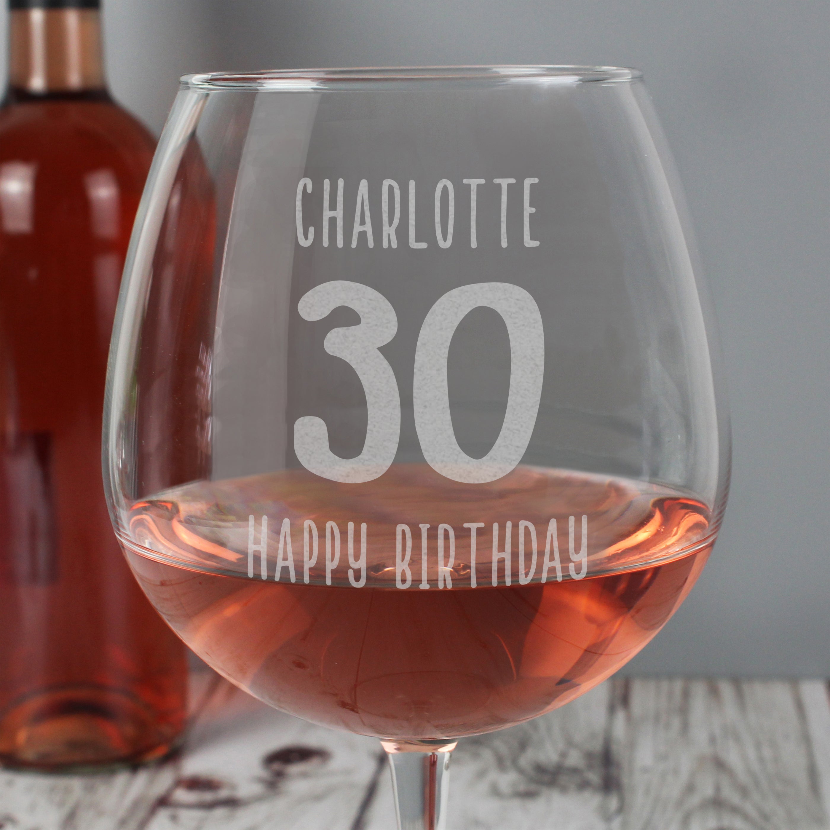 Personalised Big Age Bottle of Wine Glass