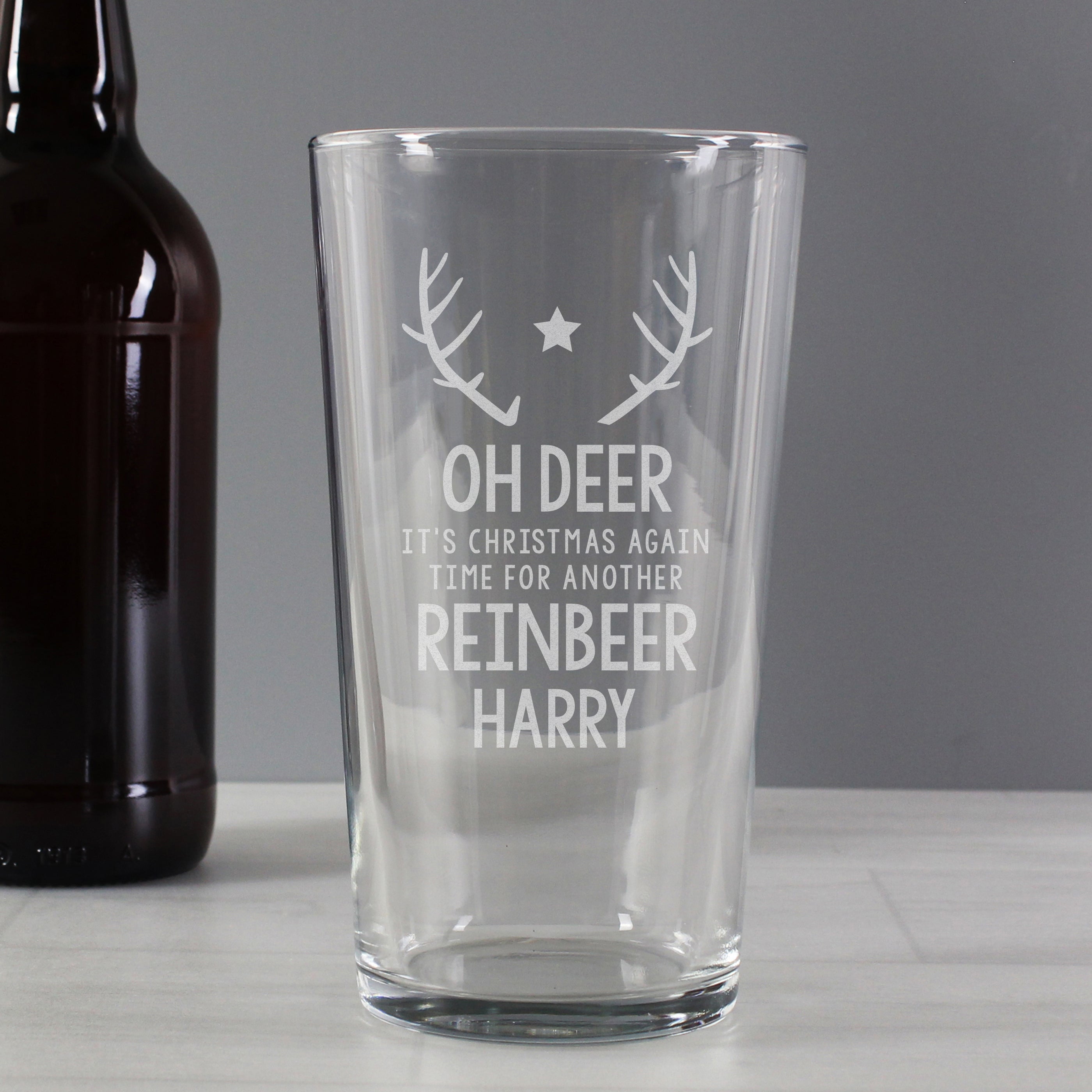 Personalised Time For A Reinbeer Pint Glass