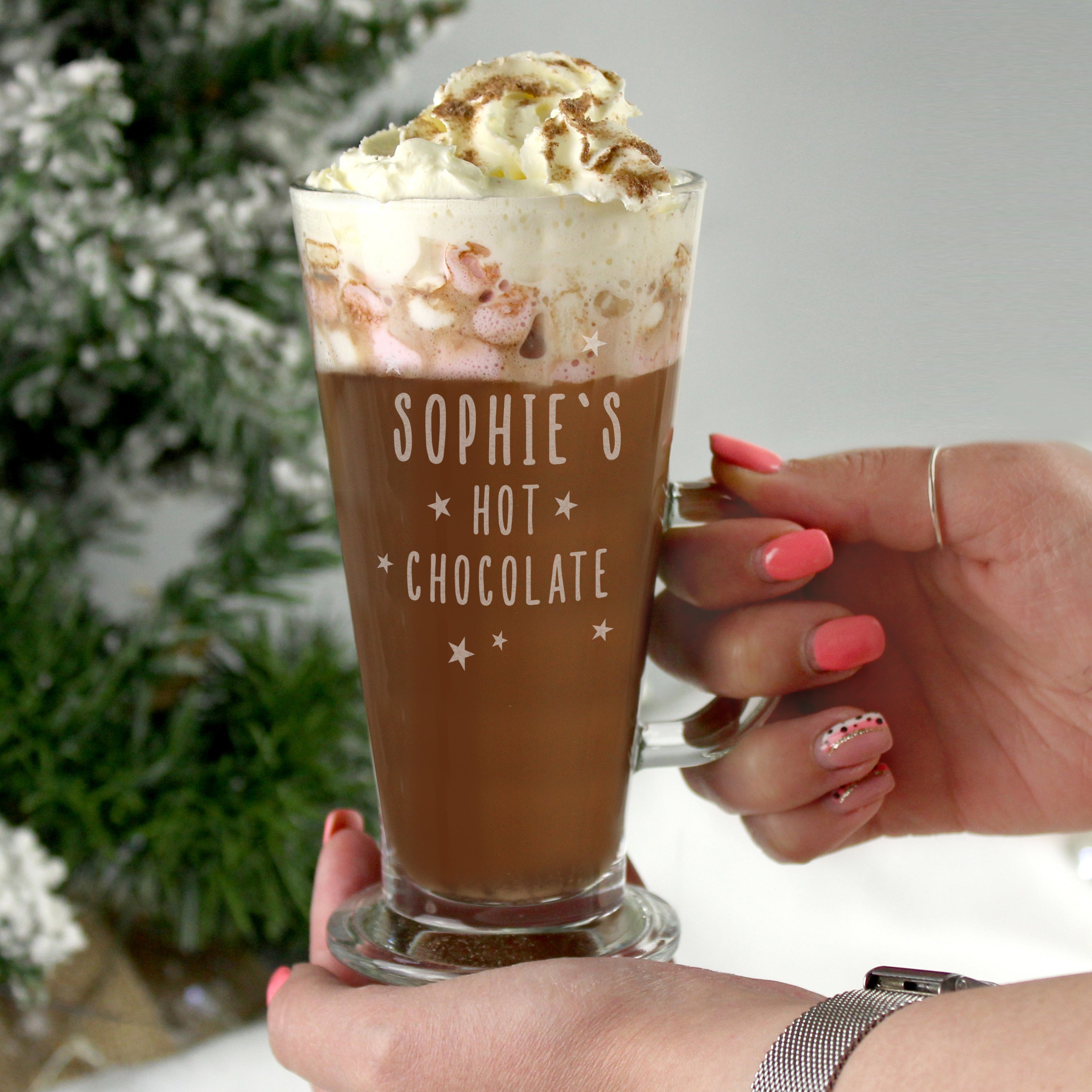 Personalised Stars Hot Chocolate Latte Glass