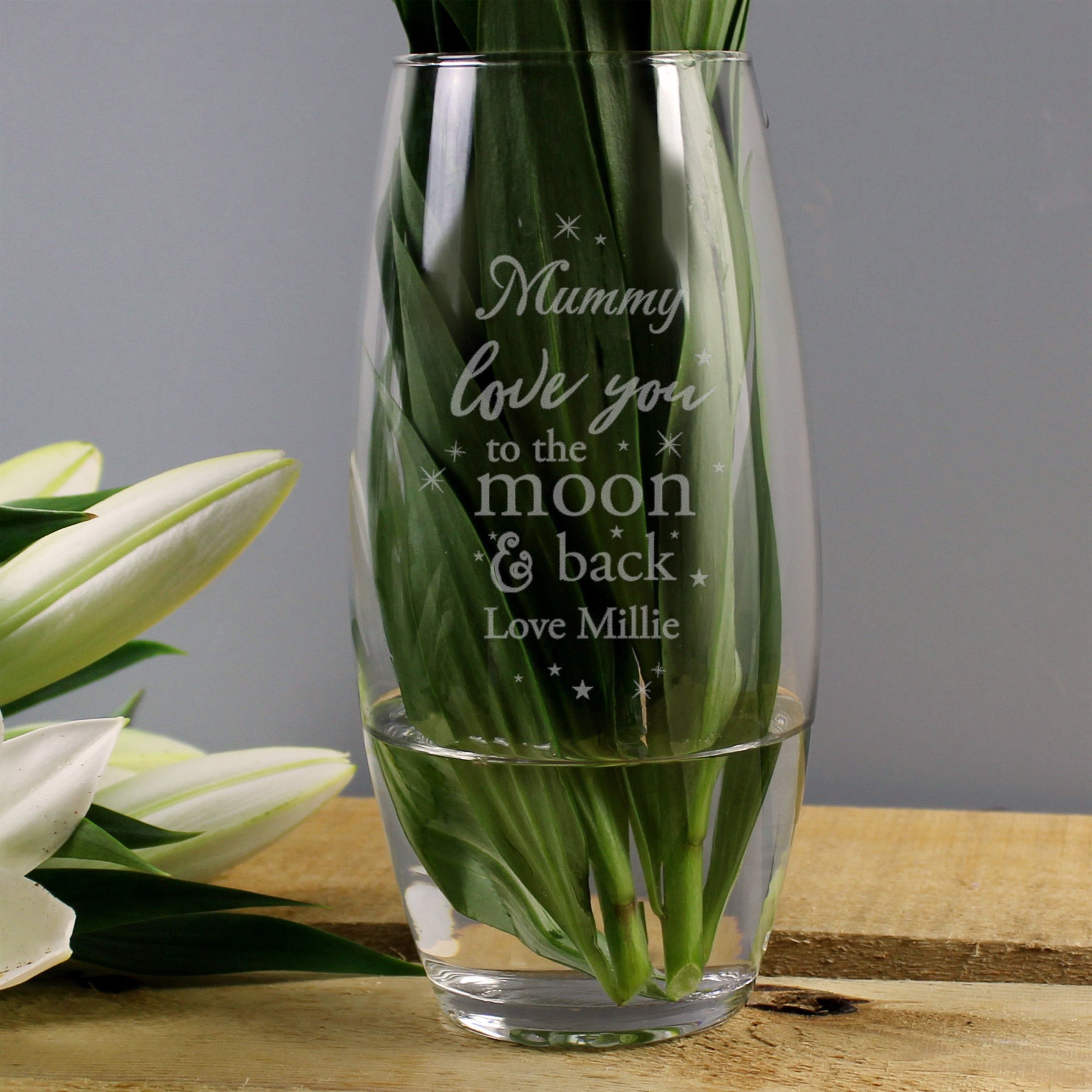 Personalised Love You To The Moon and Back Bullet Vase