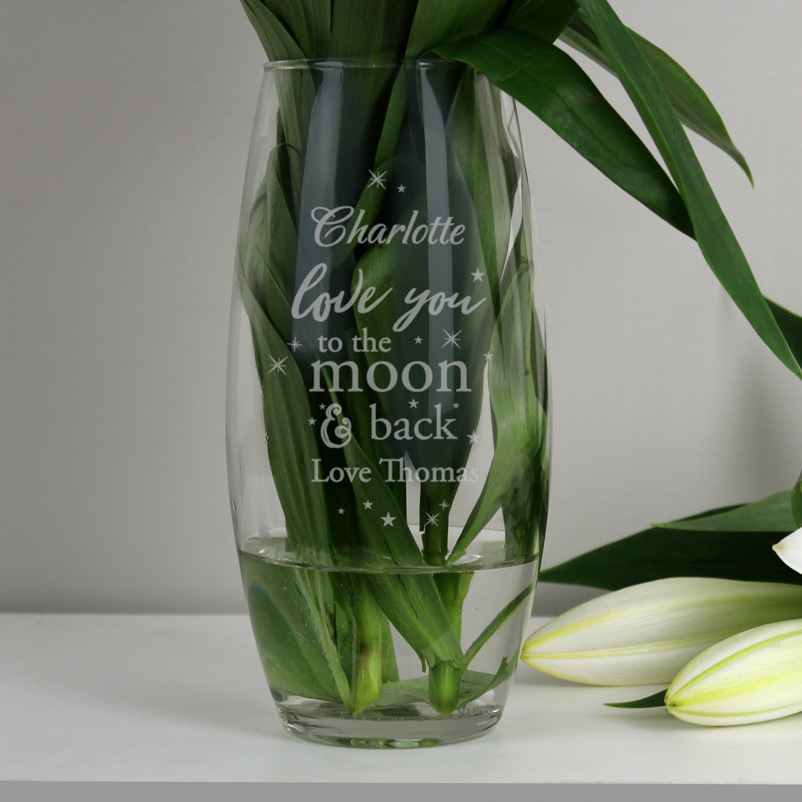 Personalised Love You To The Moon and Back Bullet Vase