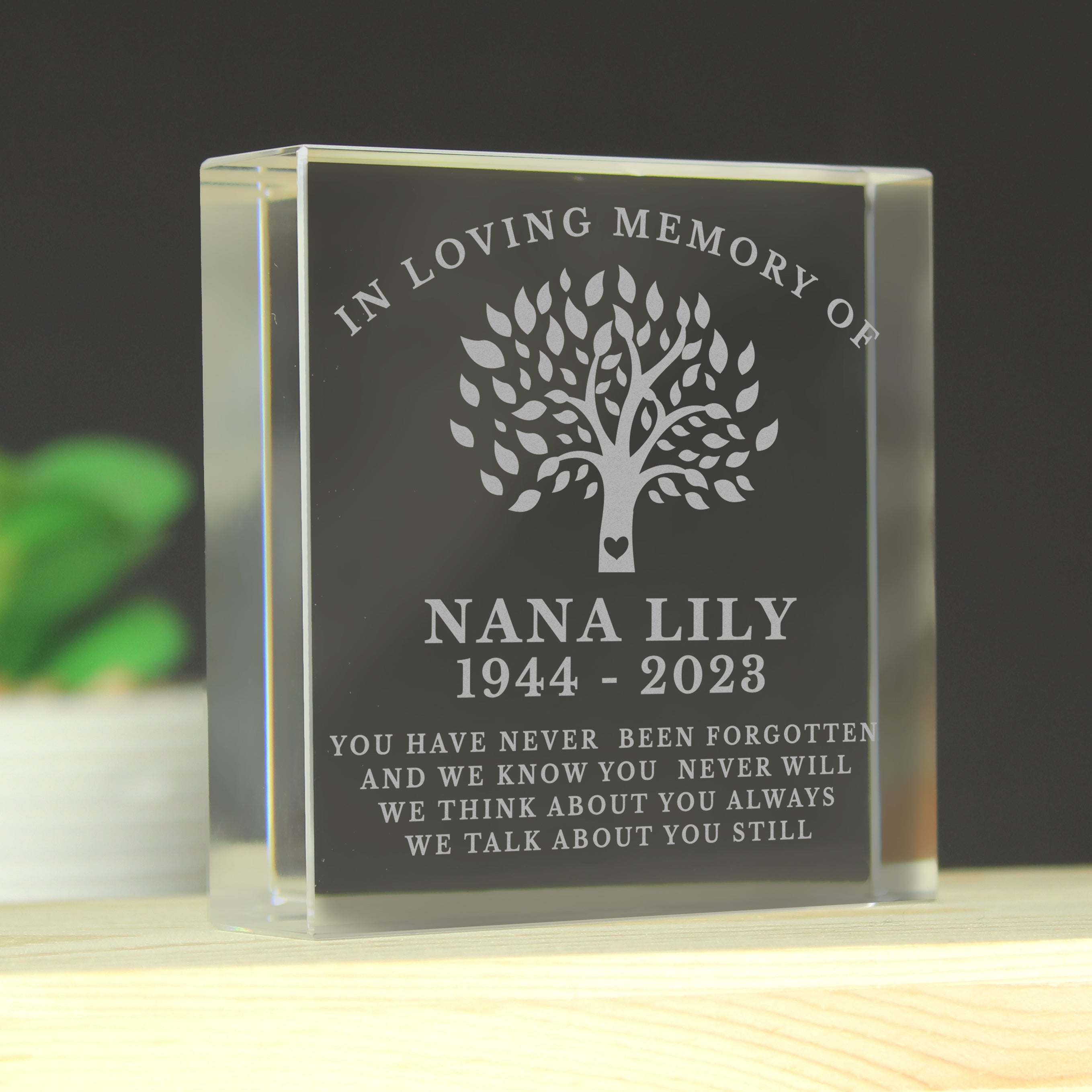 Personalised In Loving Memory Family Tree Crystal Token