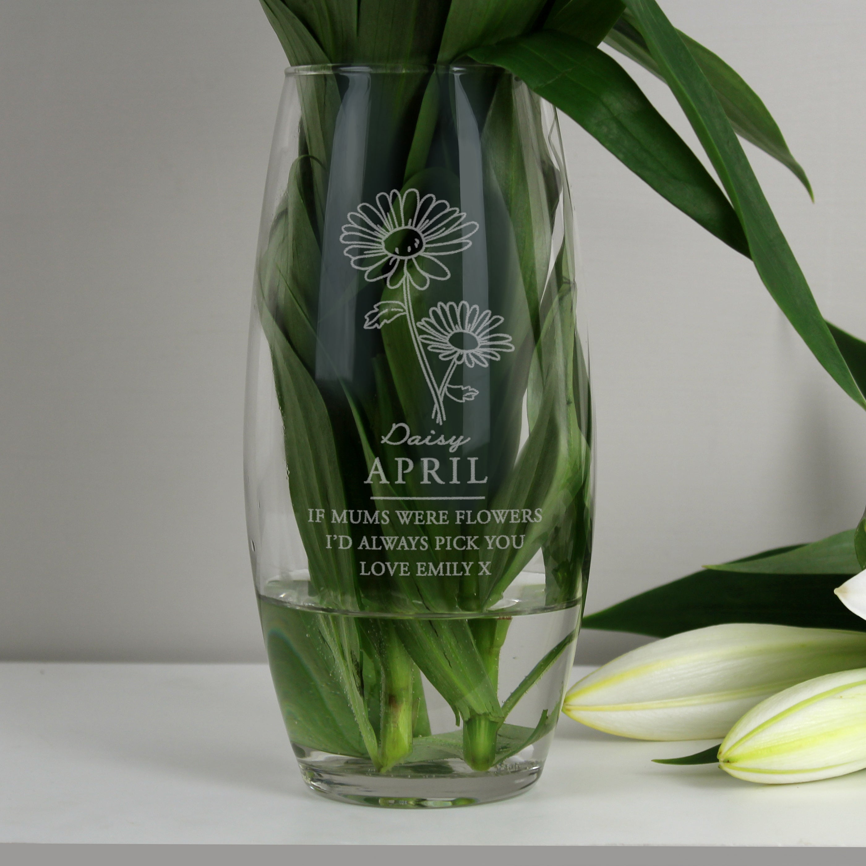 Personalised April Birth Flower Bullet Vase