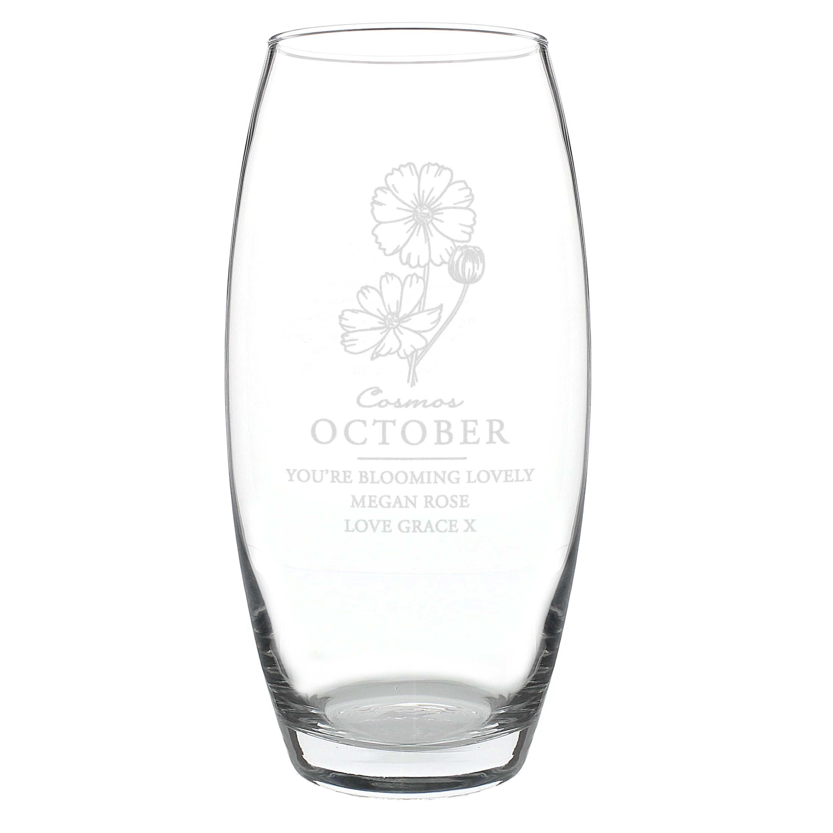 Personalised October Birth Flower Bullet Vase