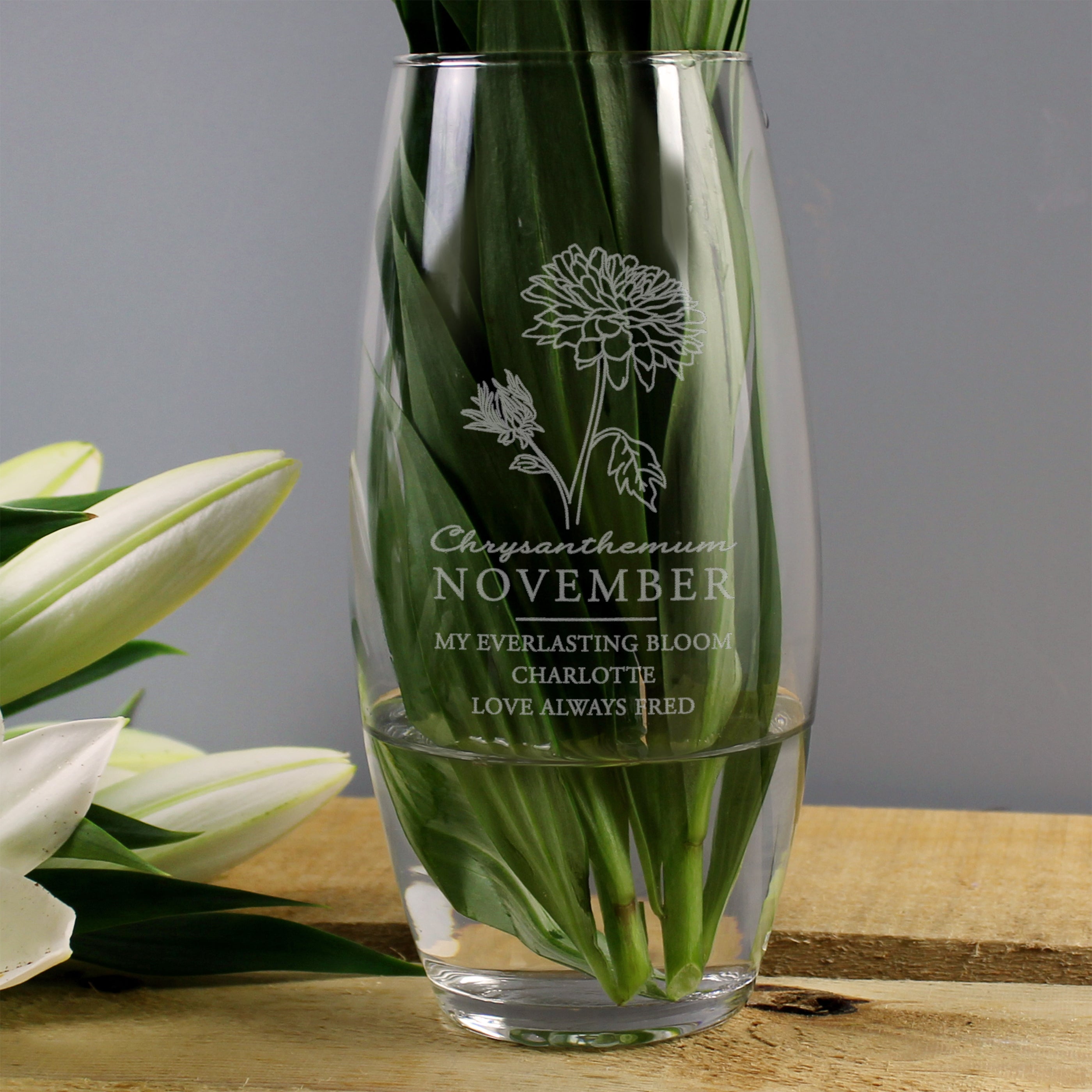 Personalised November Birth Flower Bullet Vase