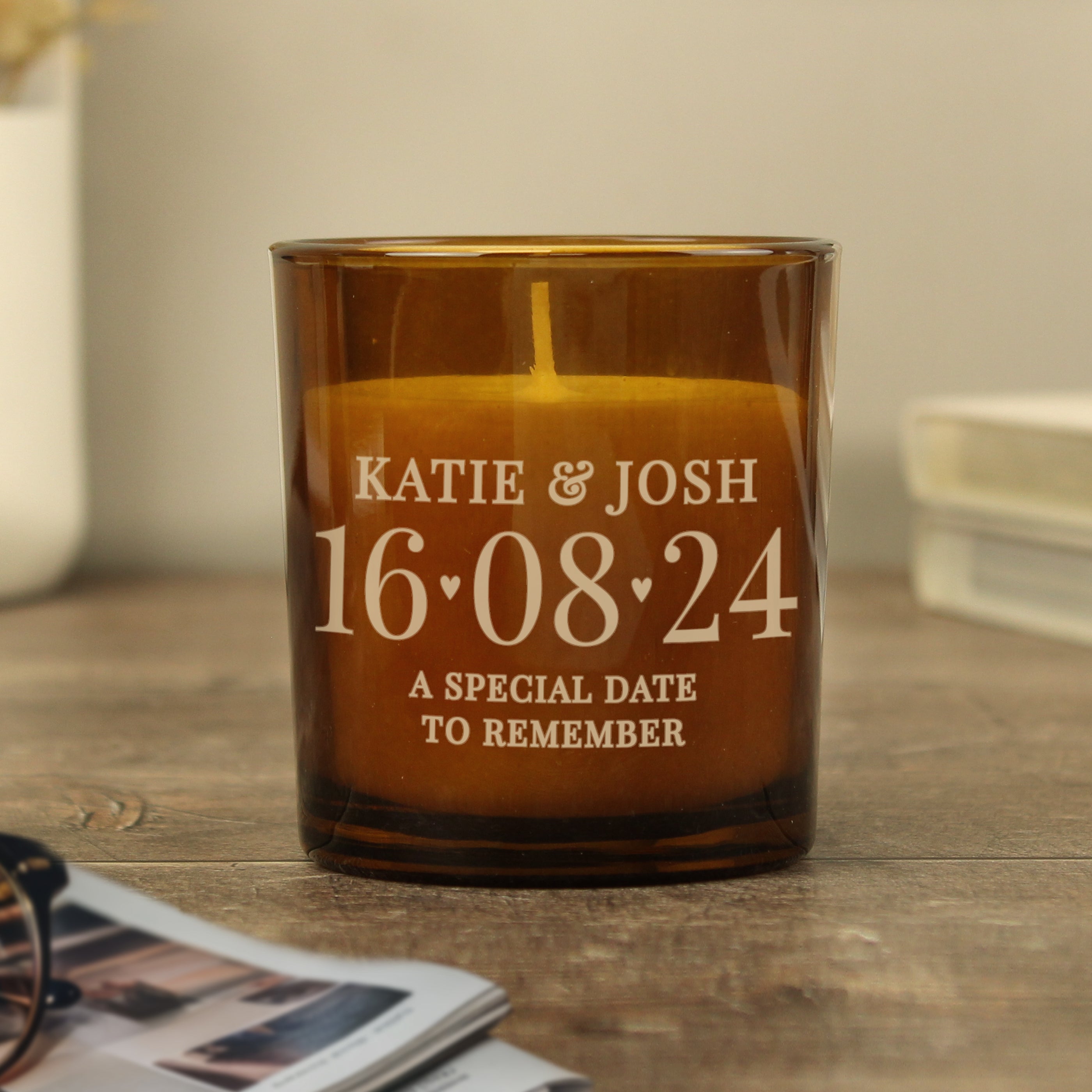 Personalised Special Date Amber Glass Candle