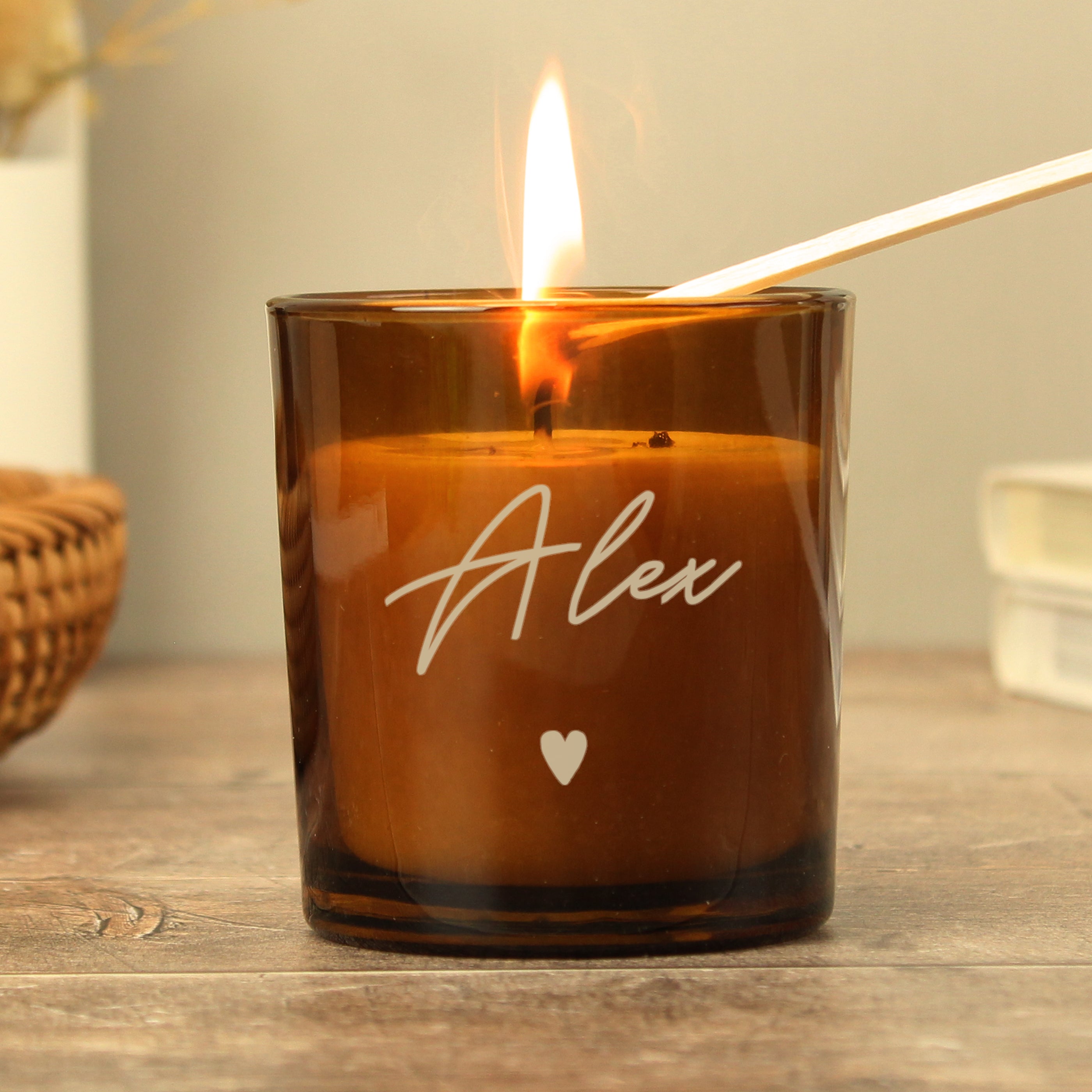 Personalised Amber Glass Candle