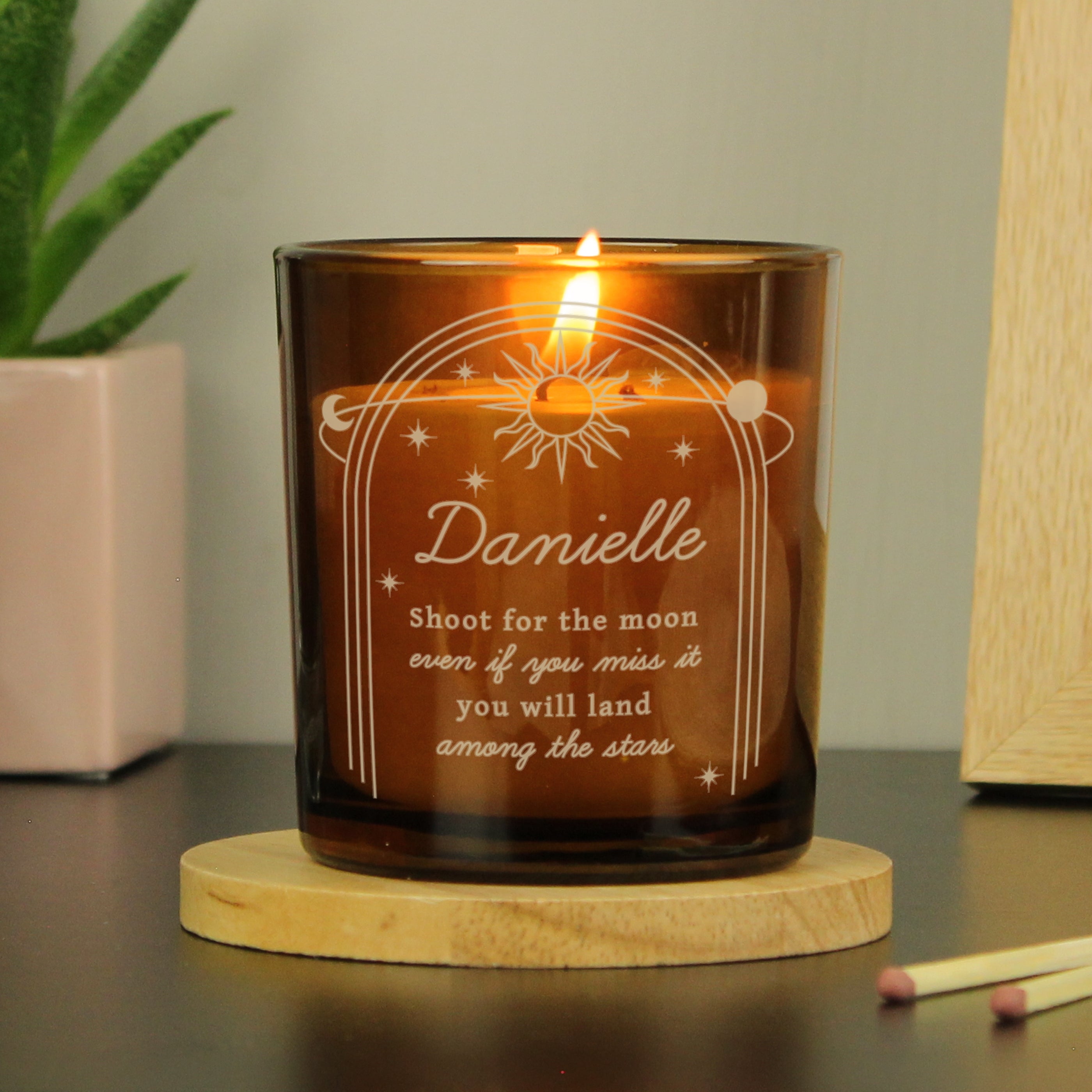 Personalised Celestial Amber Glass Candle