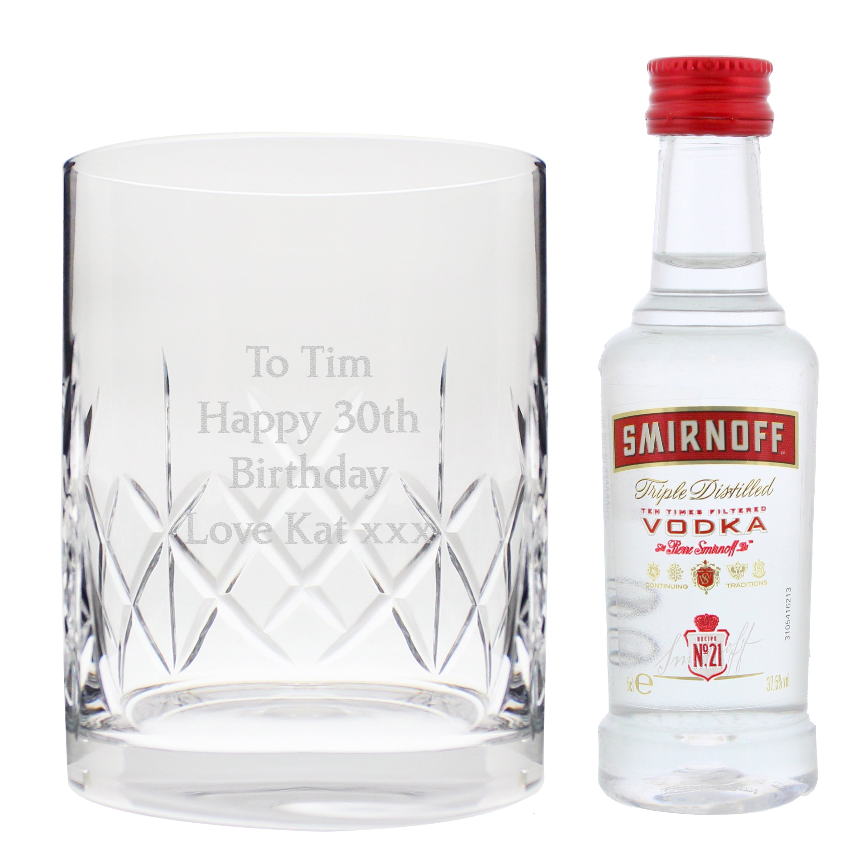 Personalised Cut Crystal & Vodka Gift Set