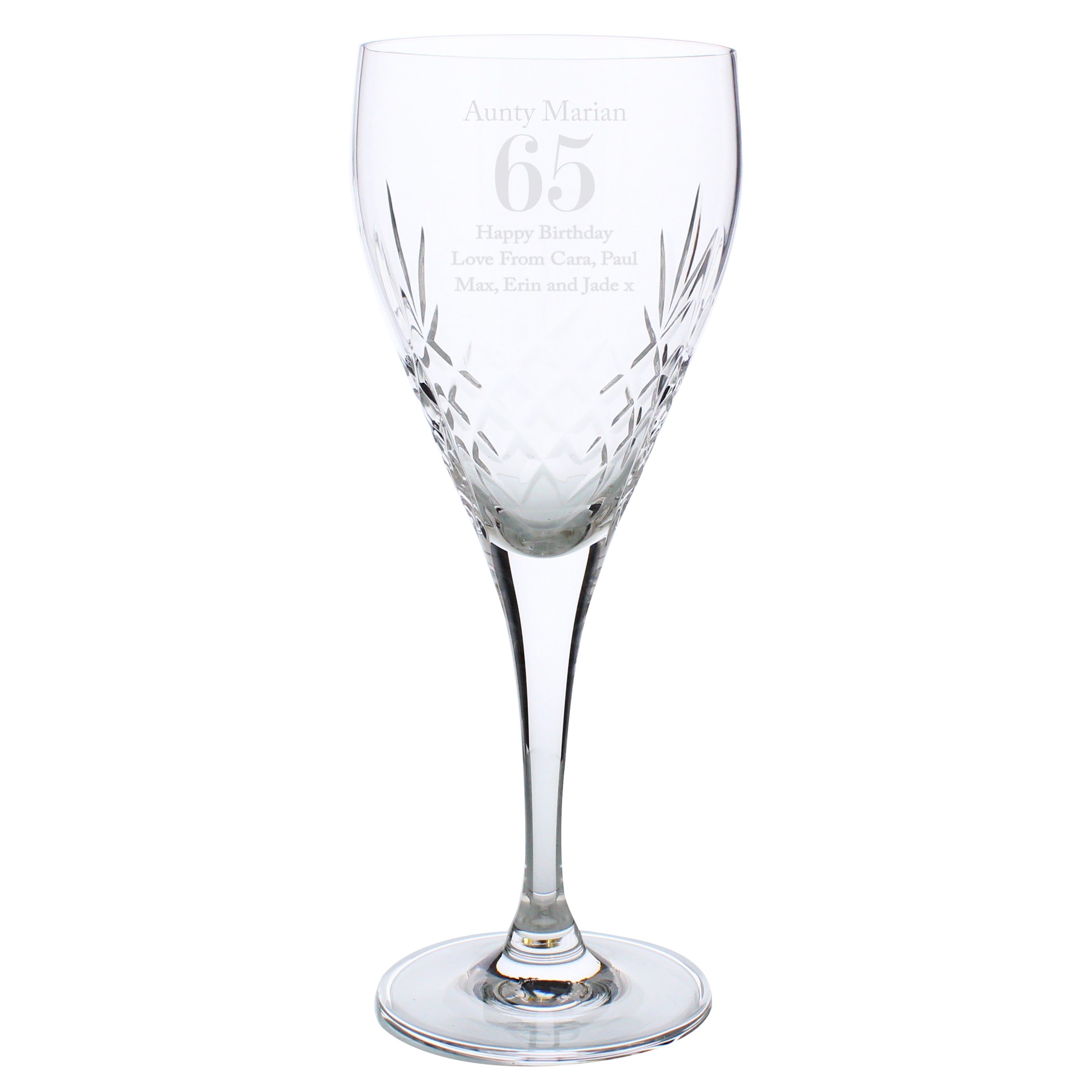 Personalised Big Age Cut Crystal Wine Glass