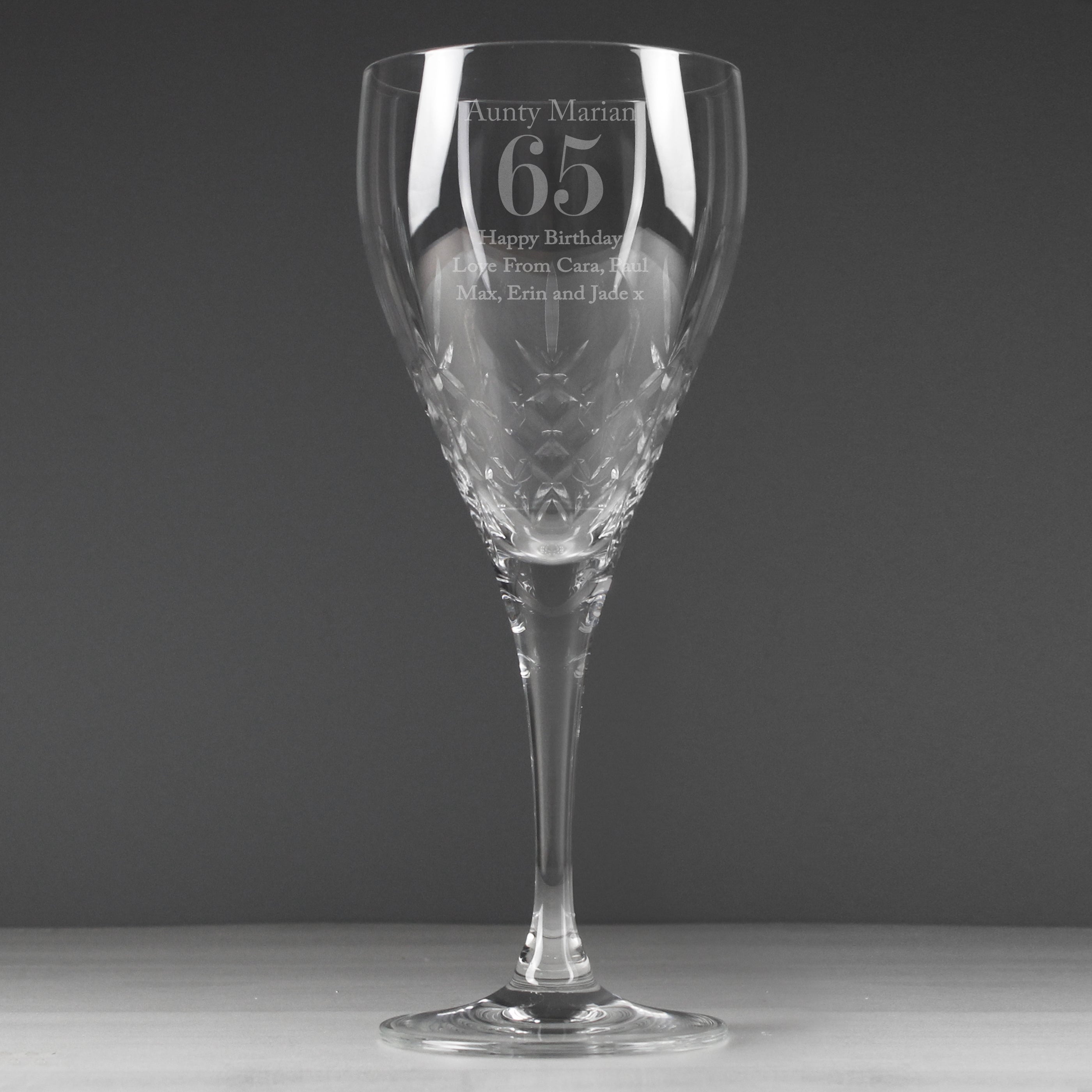 Personalised Big Age Cut Crystal Wine Glass