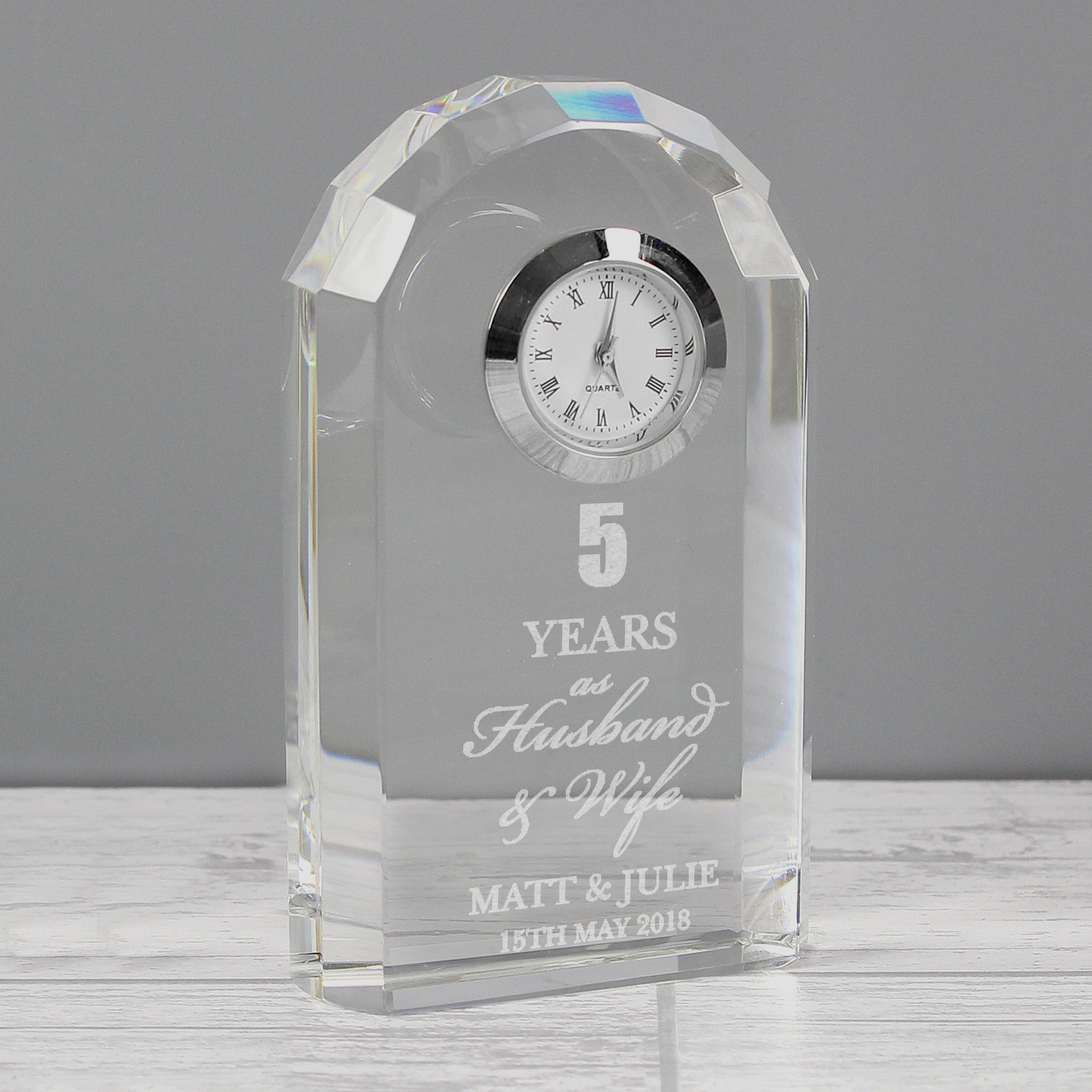 Personalised Anniversary Crystal Clock