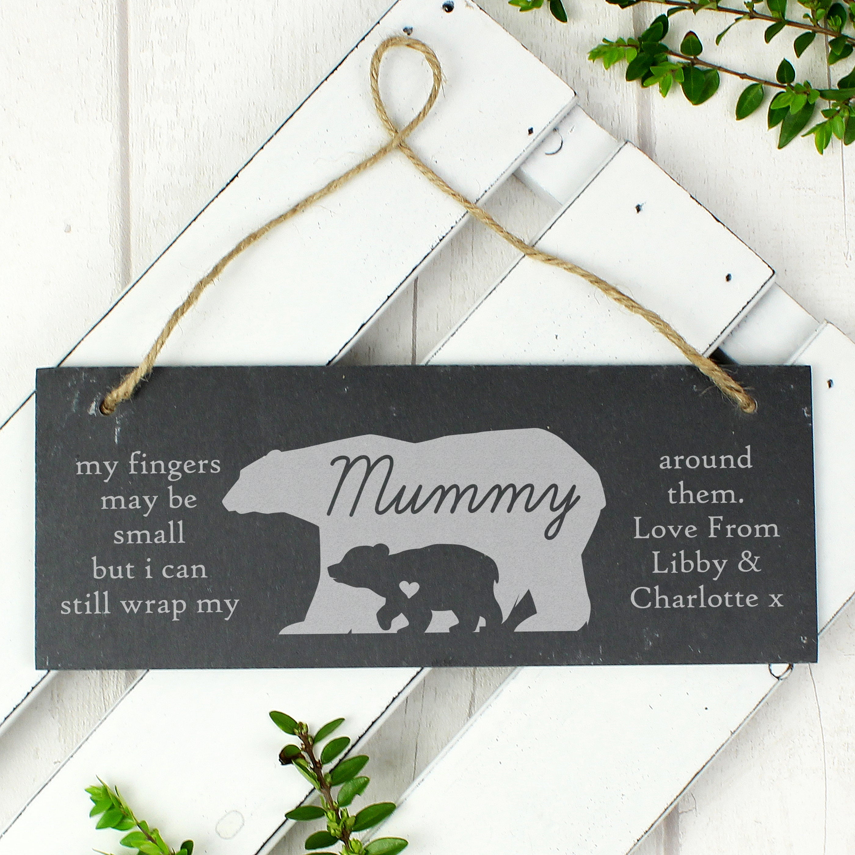 Personalised Bear Slate Door Plaque