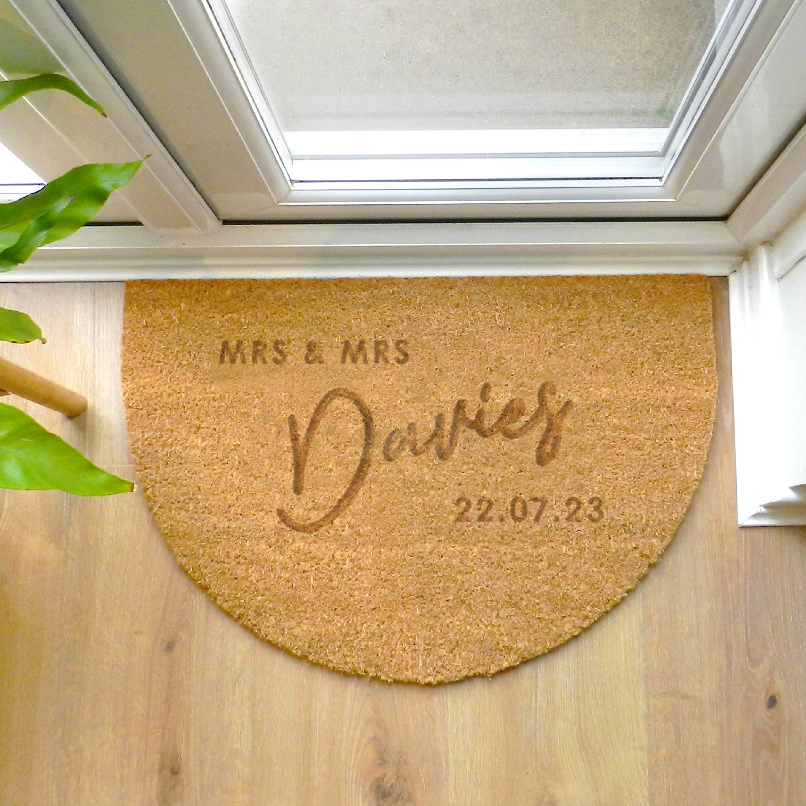 Personalised Couples Half Moon Indoor Doormat