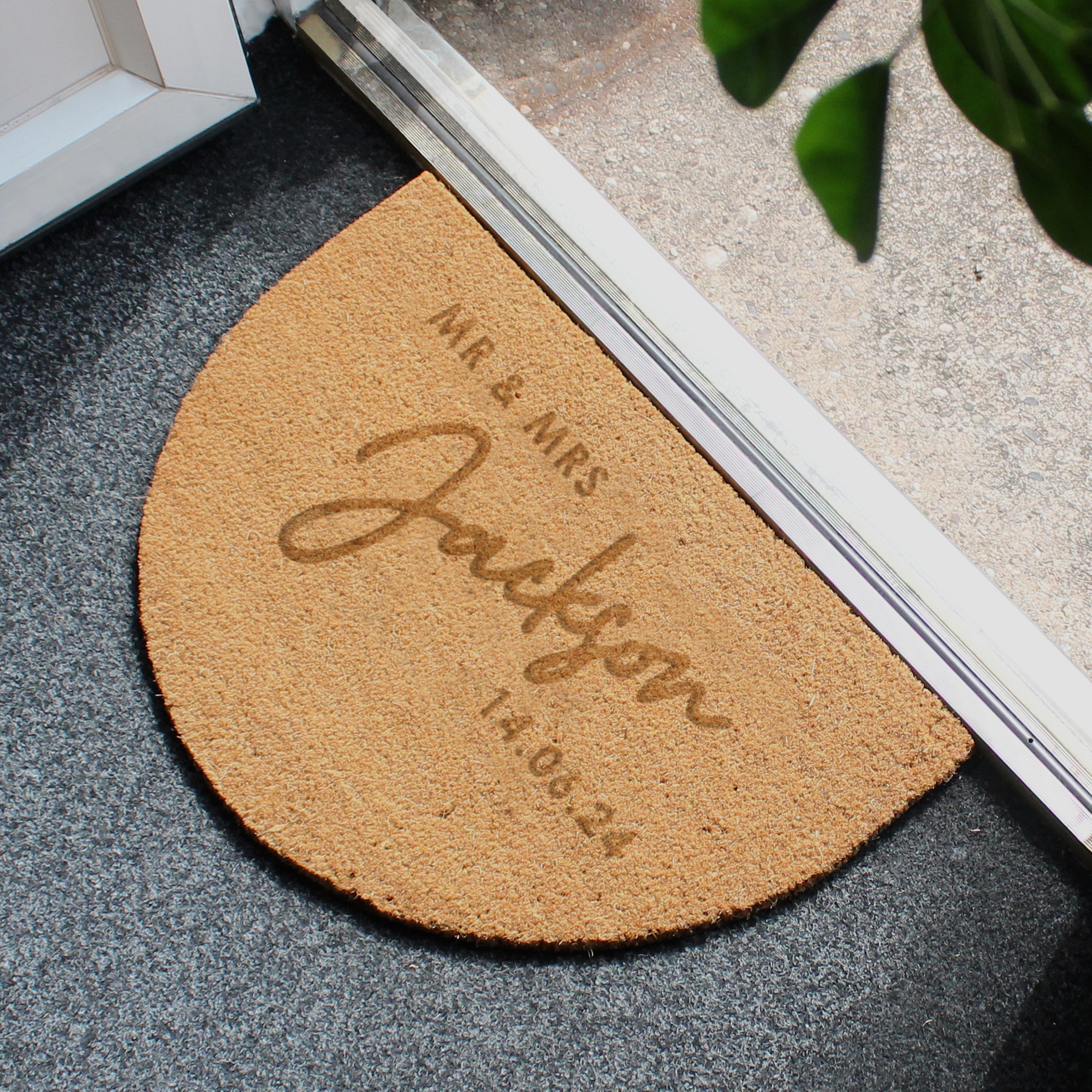 Personalised Couples Half Moon Indoor Doormat