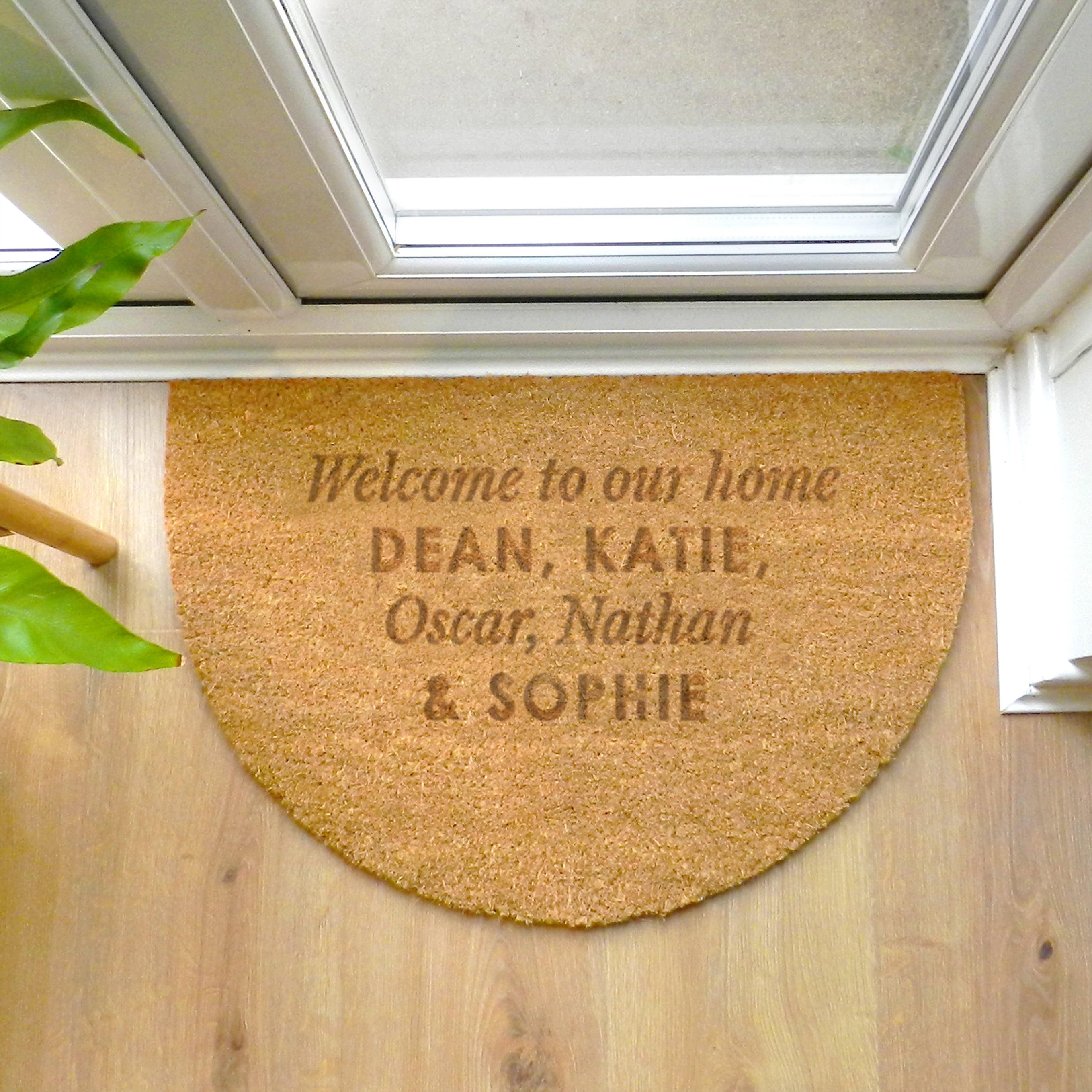 Personalised Free Text Half Moon Indoor Doormat