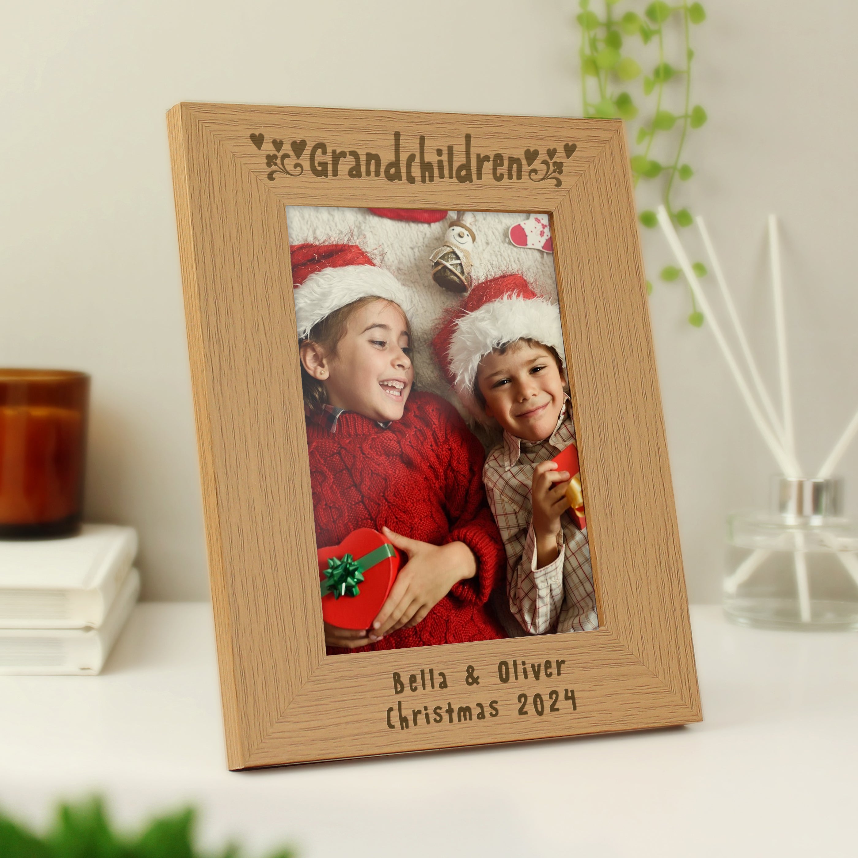 Personalised Grandchildren 5x7 Oak Finish Photo Frame