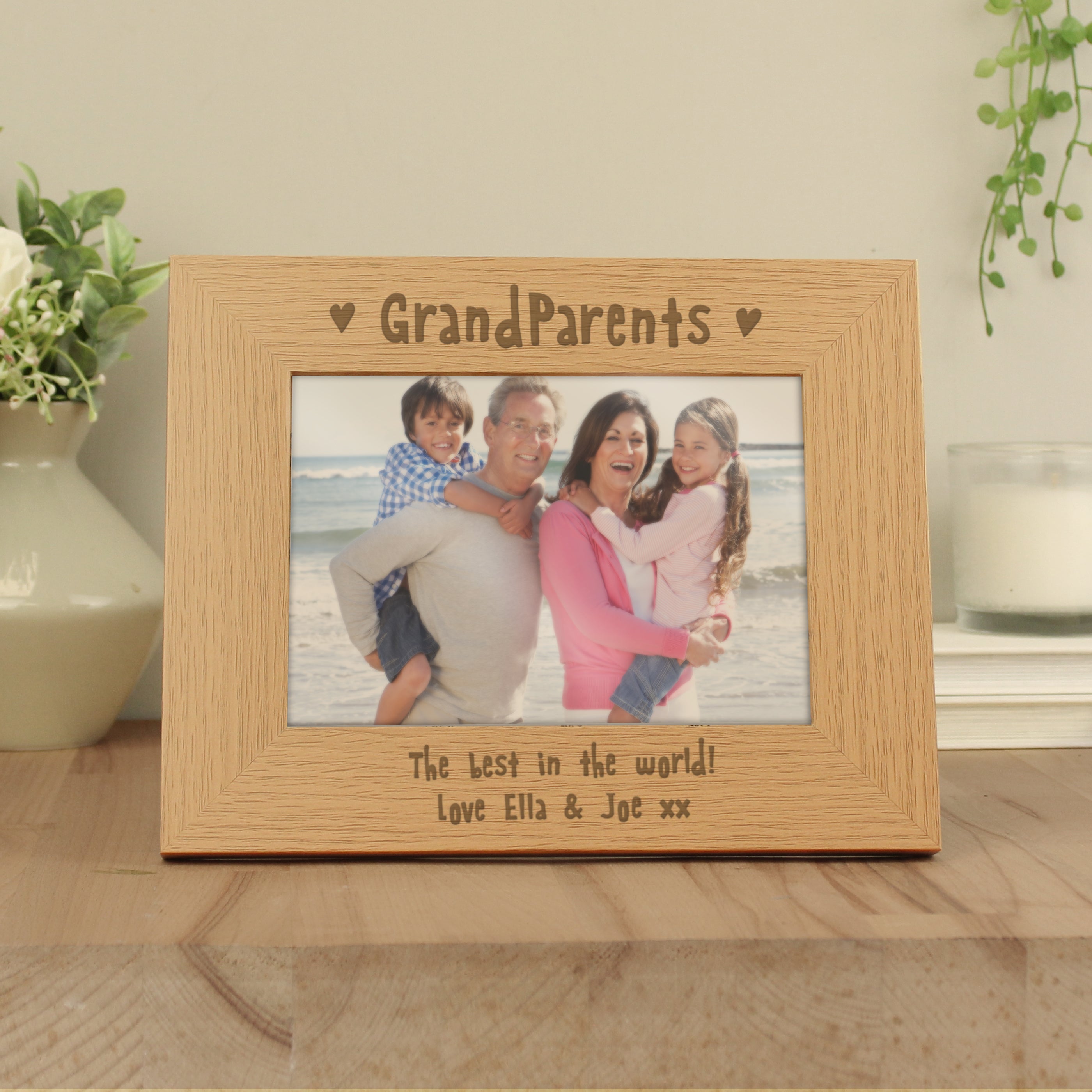 Personalised Grandparents 5x7 Landscape Wooden Photo Frame