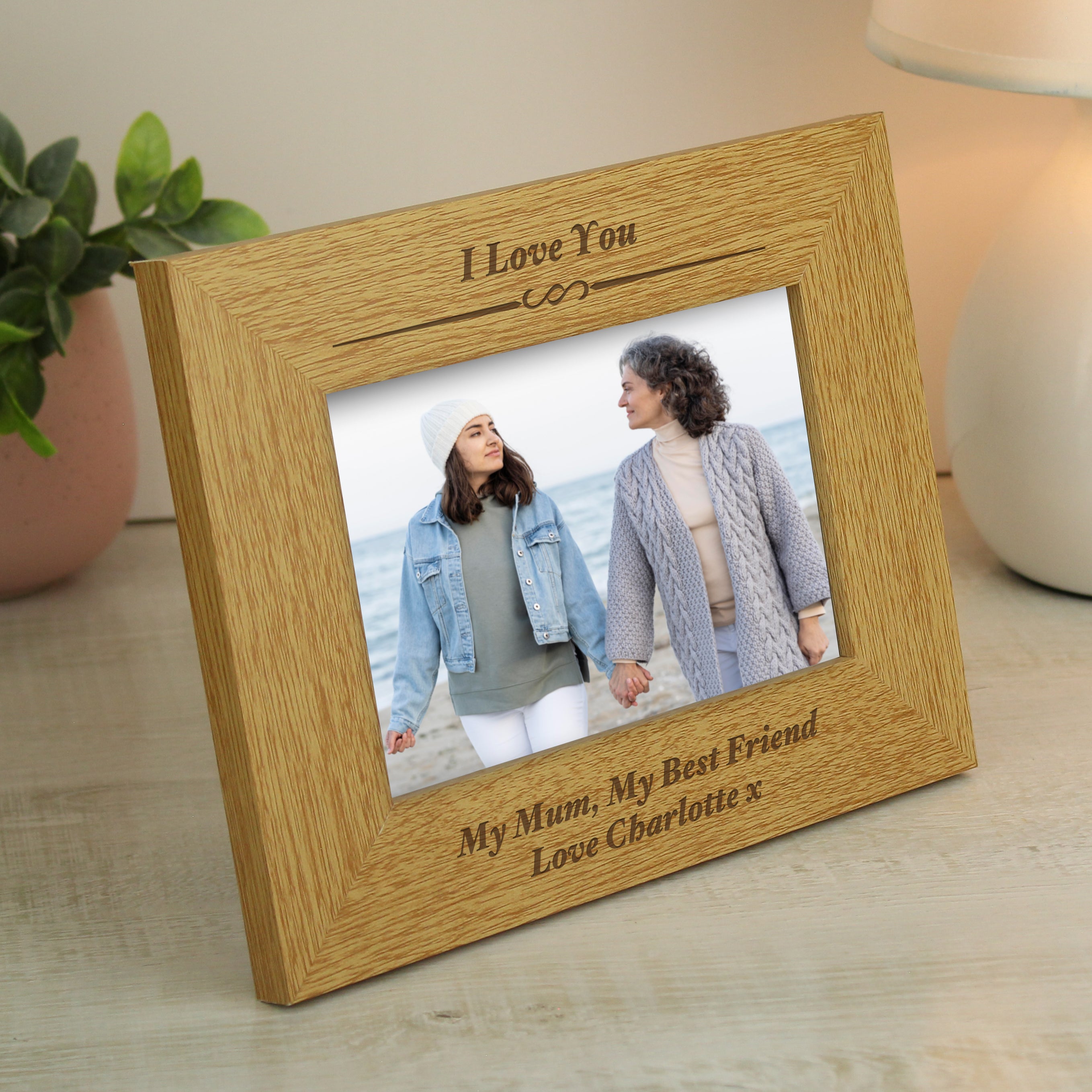 Personalised Formal 6x4 Landscape Oak Finish Photo Frame