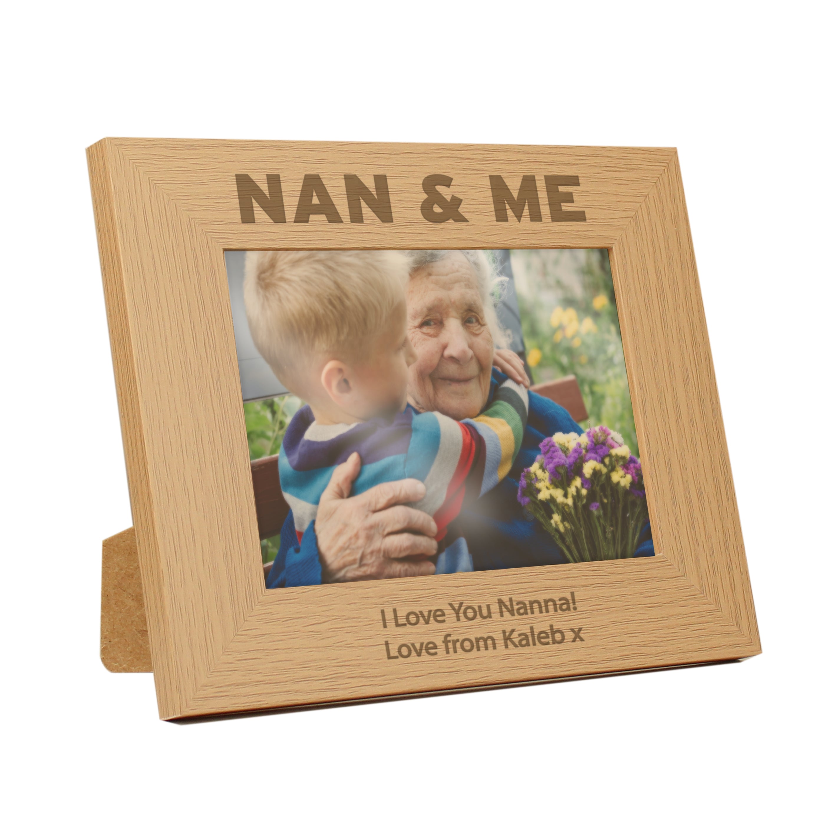 Personalised Nan & Me 5x7 Landscape Oak Finish Photo Frame