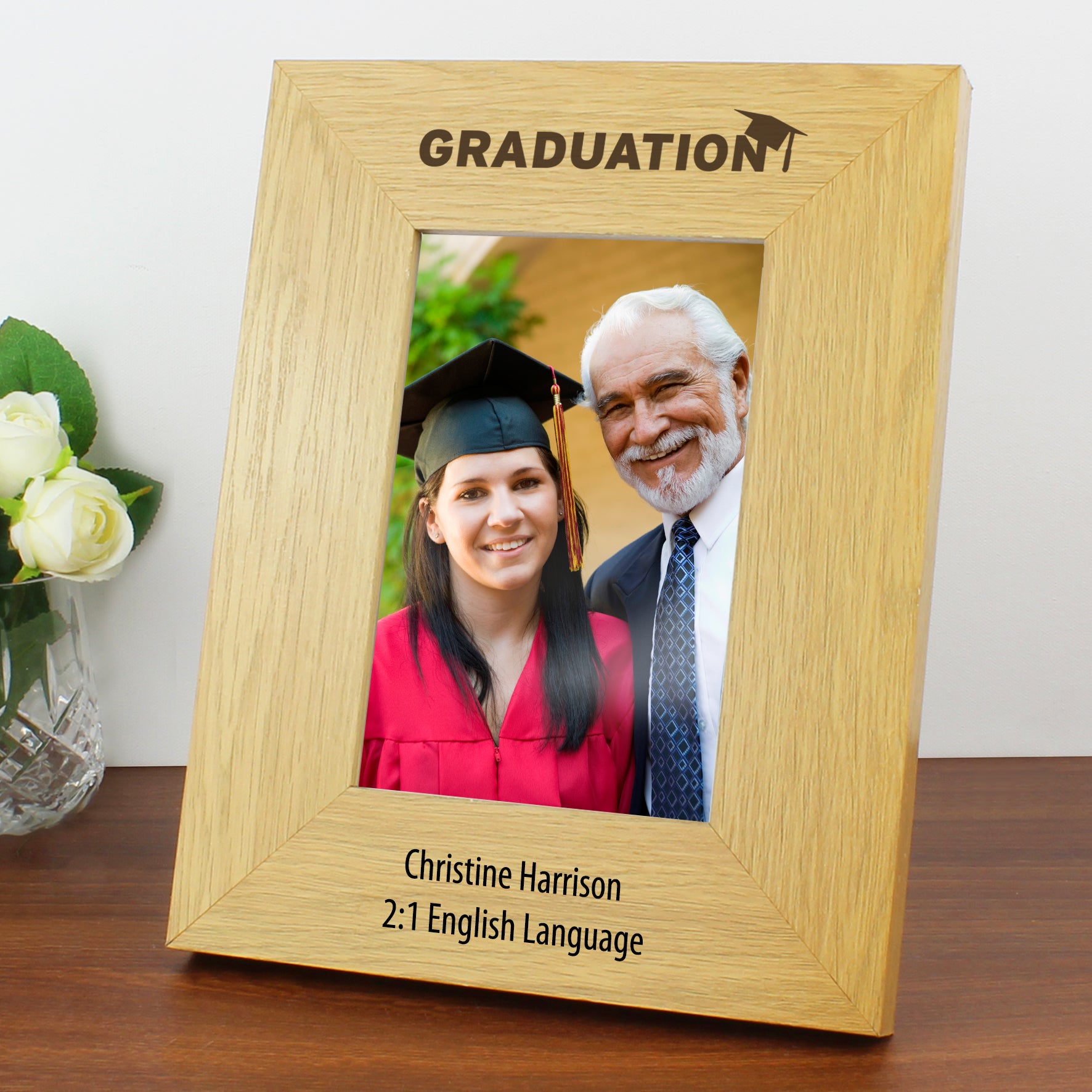 Personalised Graduation 6x4 Oak Finish Photo Frame