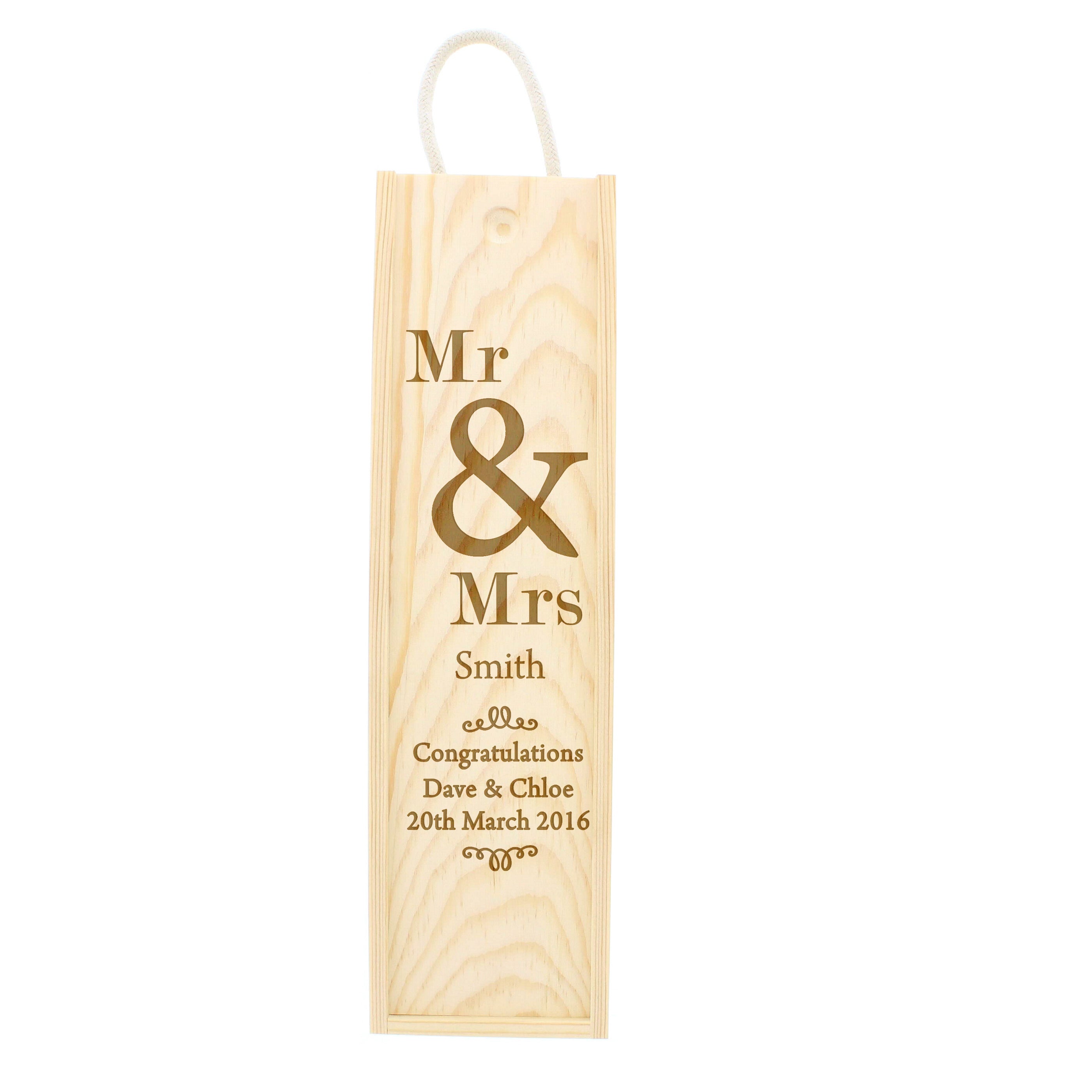 Personalised Couples Wooden Wine Bottle Box