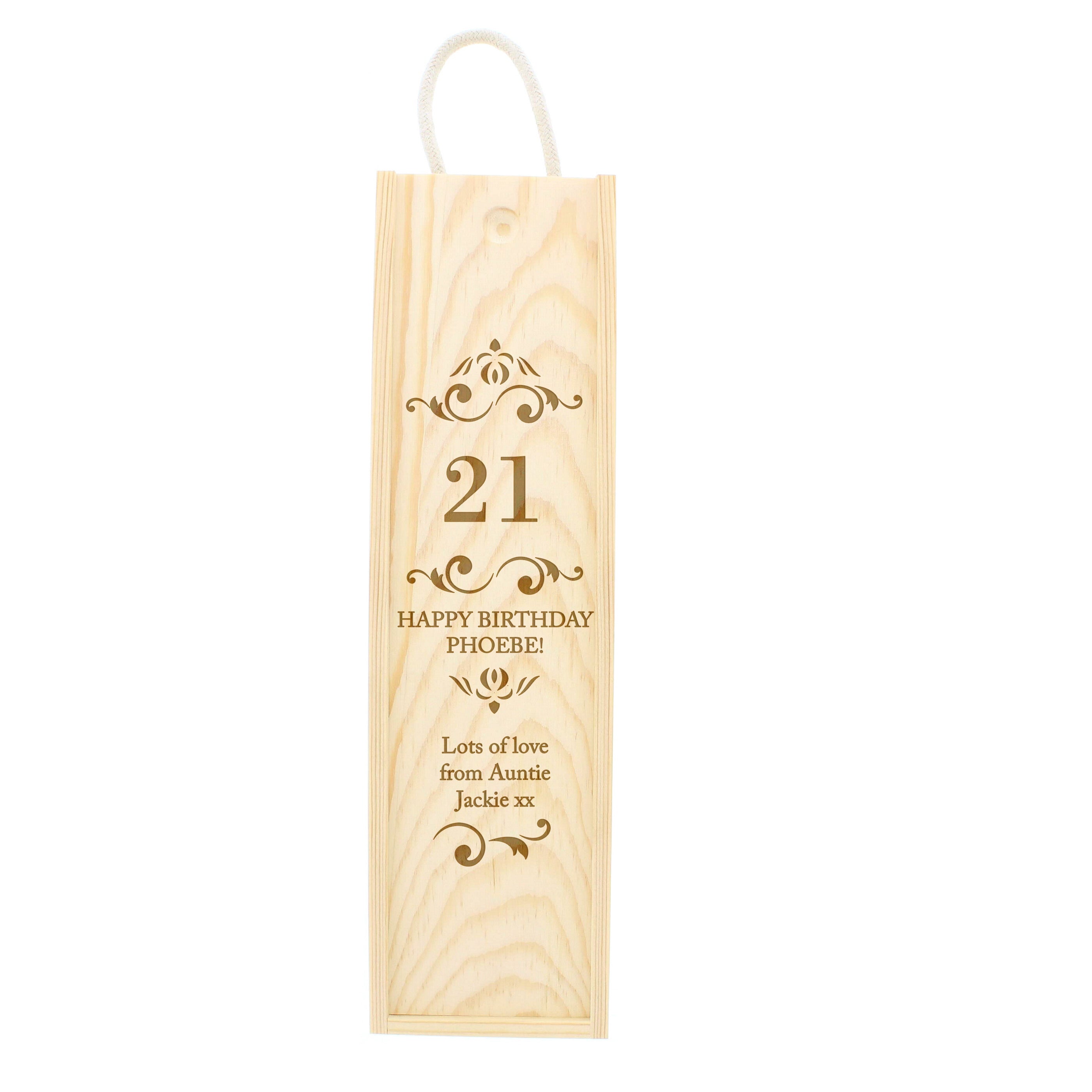 Personalised Elegant Number Wooden Wine Bottle Box