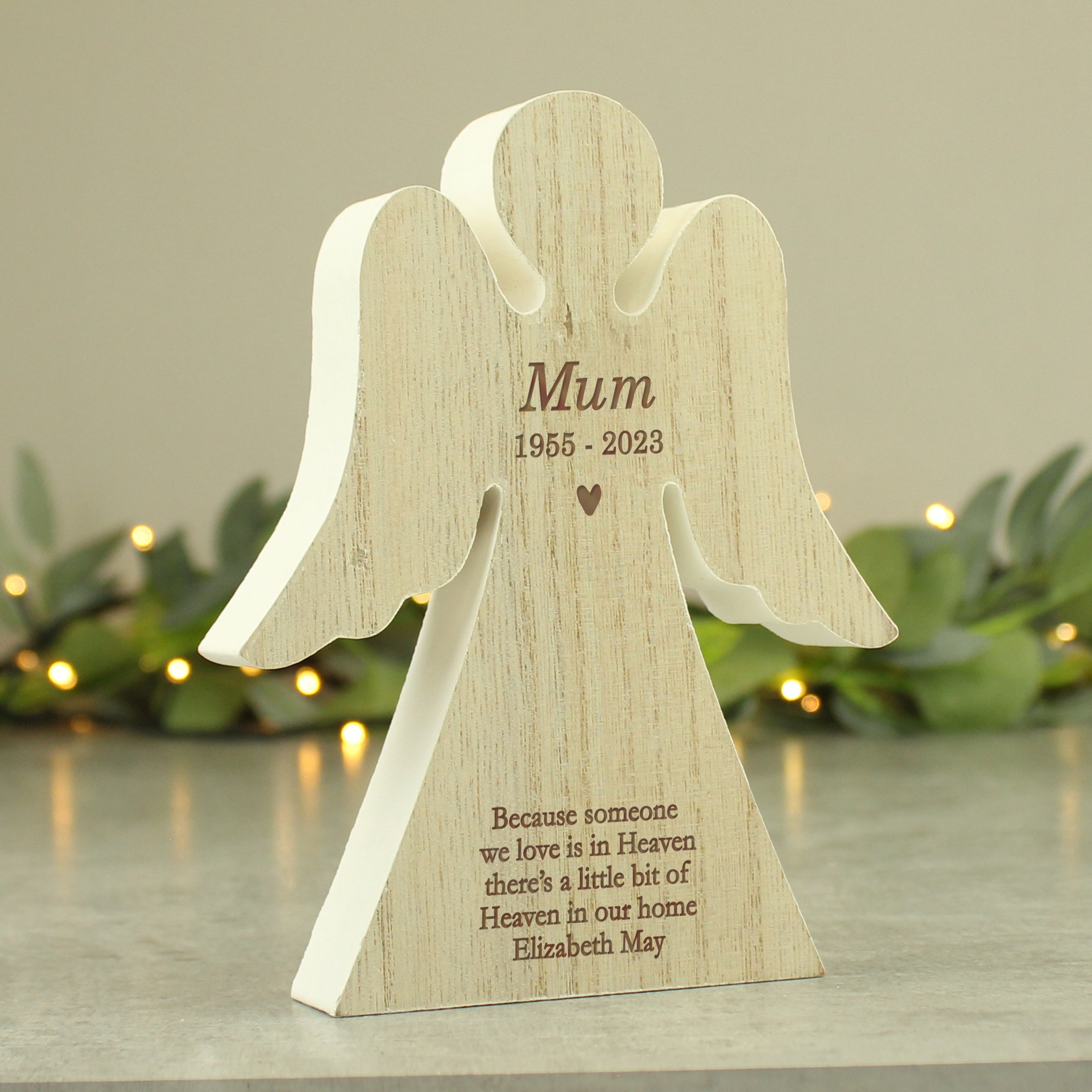 Personalised Rustic Wooden Angel Decoration