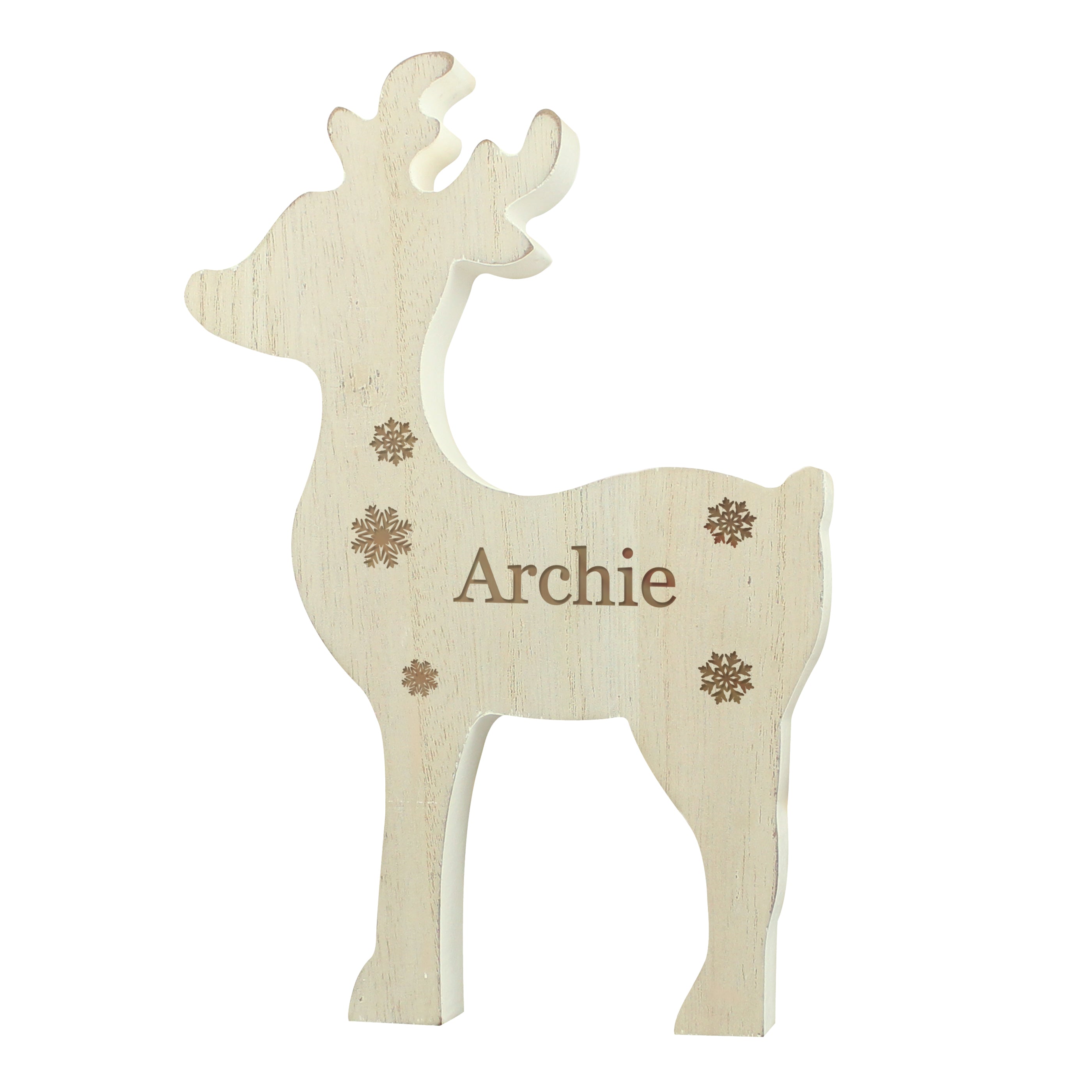 Personalised Any Name Rustic Wooden Reindeer Decoration