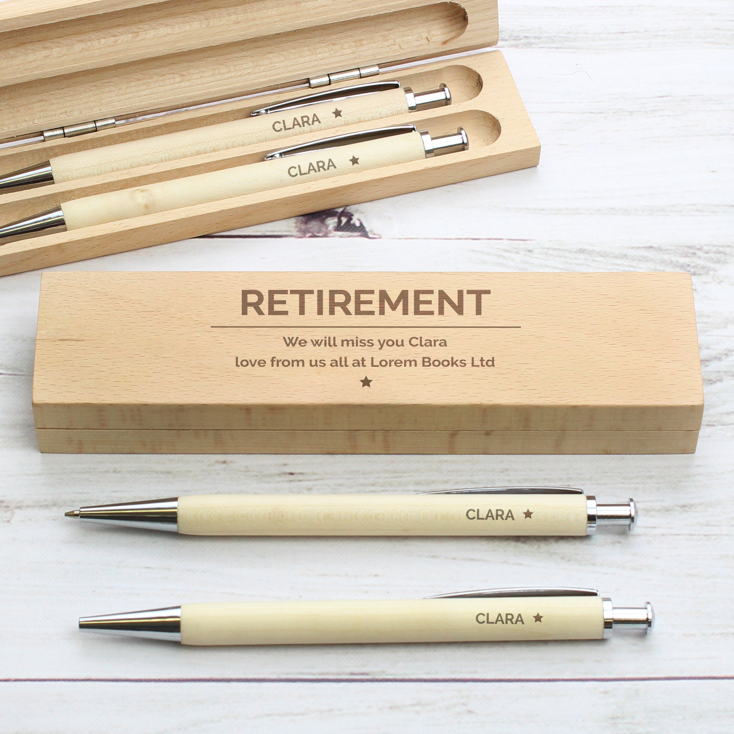 Personalised Classic Wooden Pen & Pencil Box Set