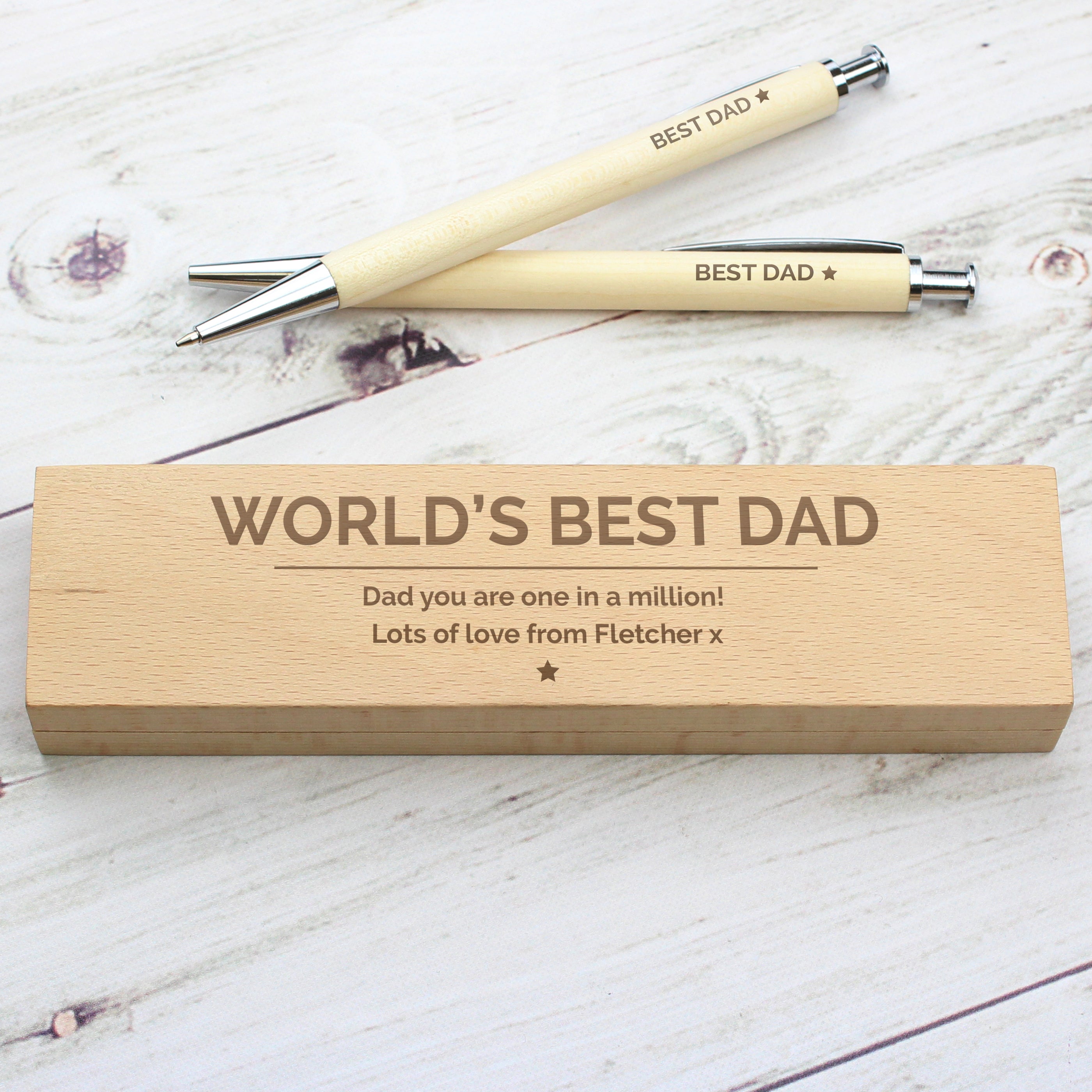 Personalised Classic Wooden Pen & Pencil Box Set