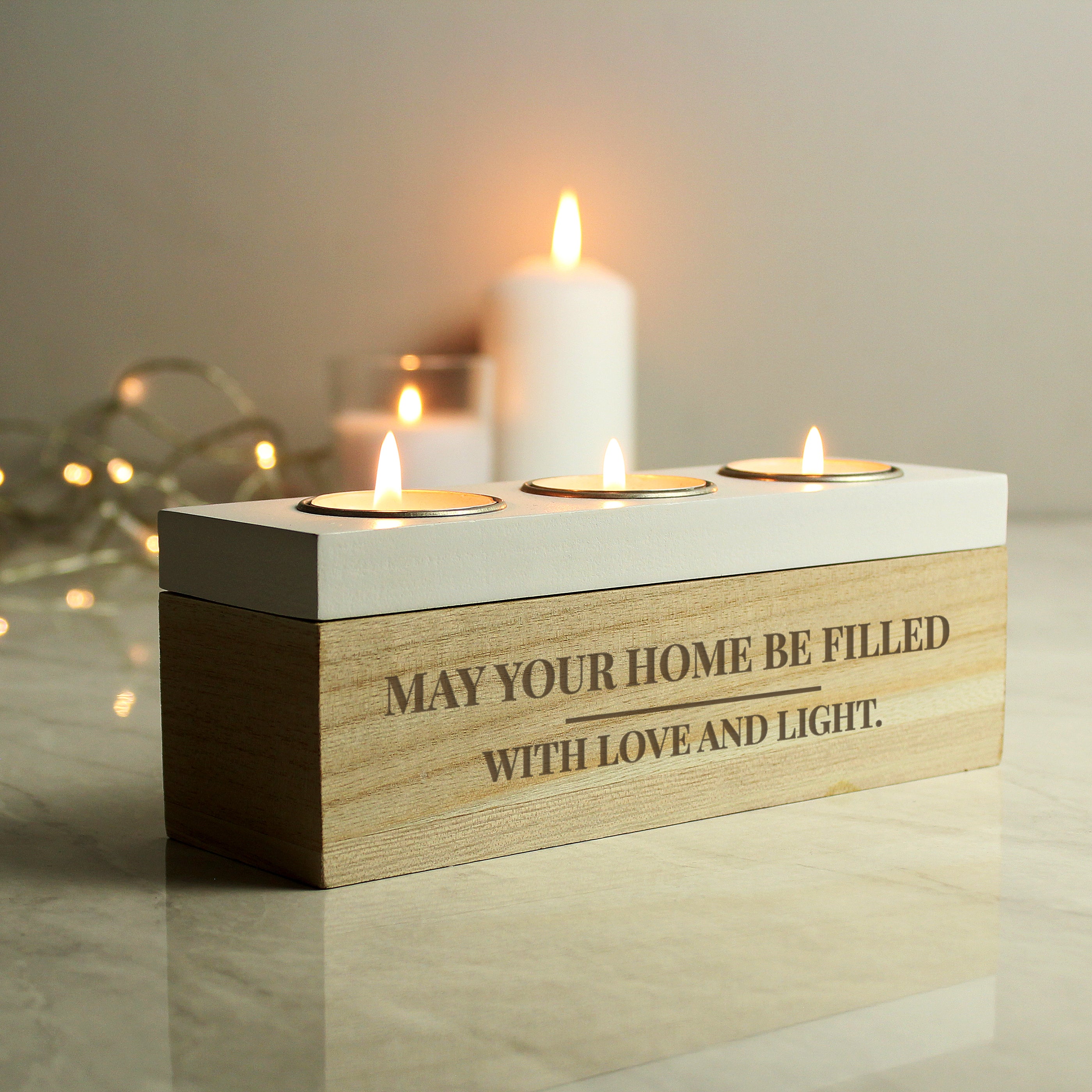 Personalised Classic Triple Tea Light Box