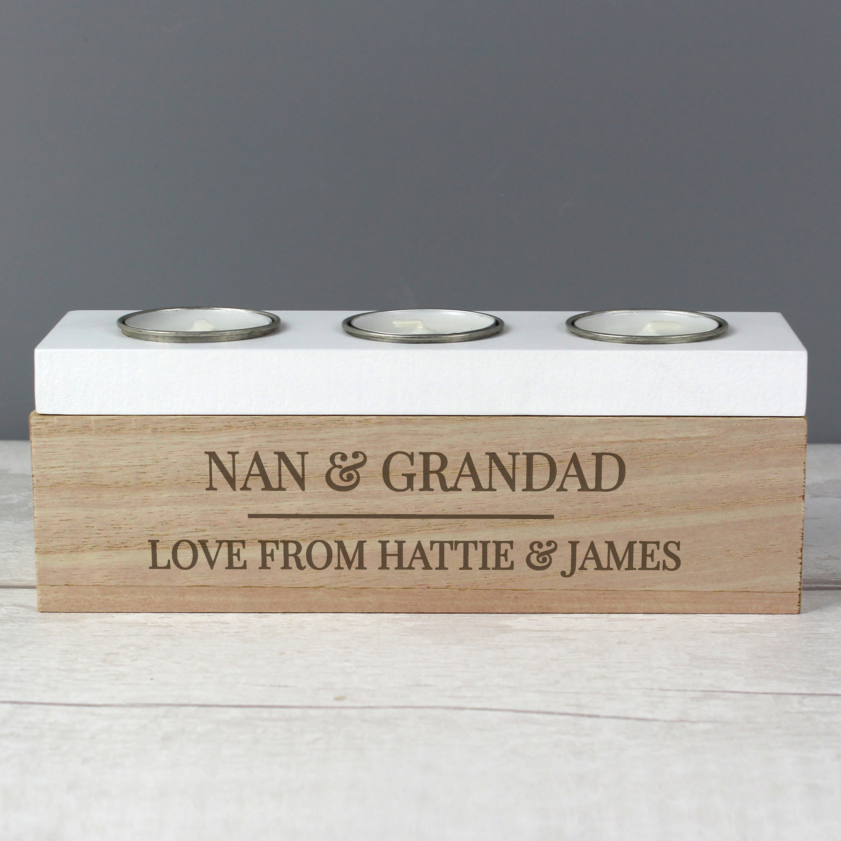 Personalised Classic Triple Tea Light Box