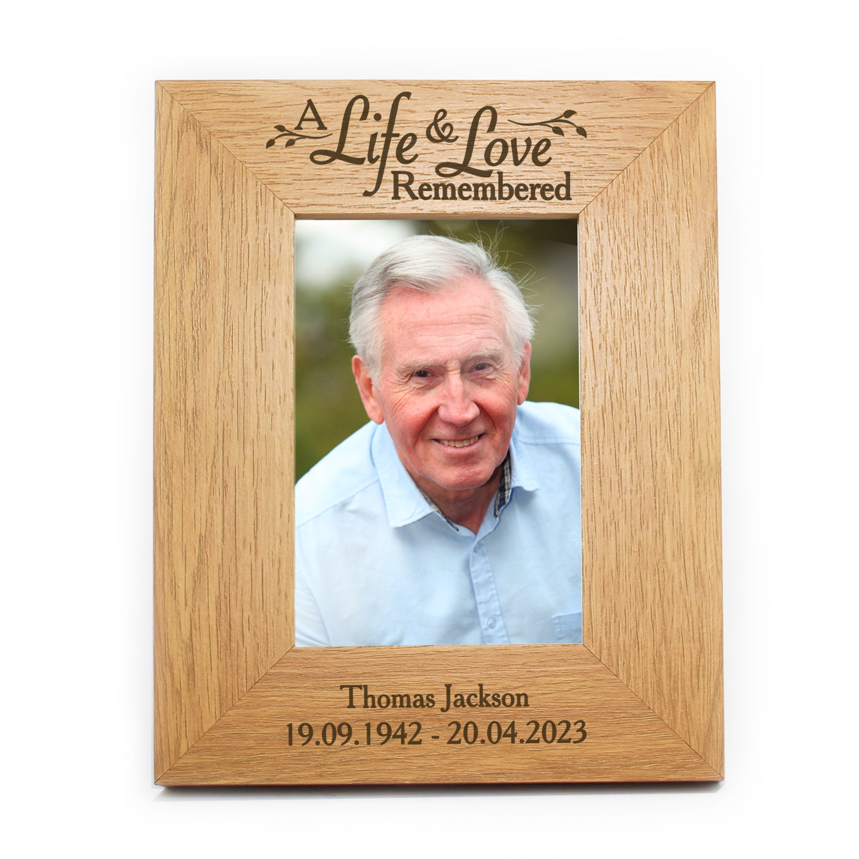 Personalised Life & Love 6x4 Oak Finish Photo Frame