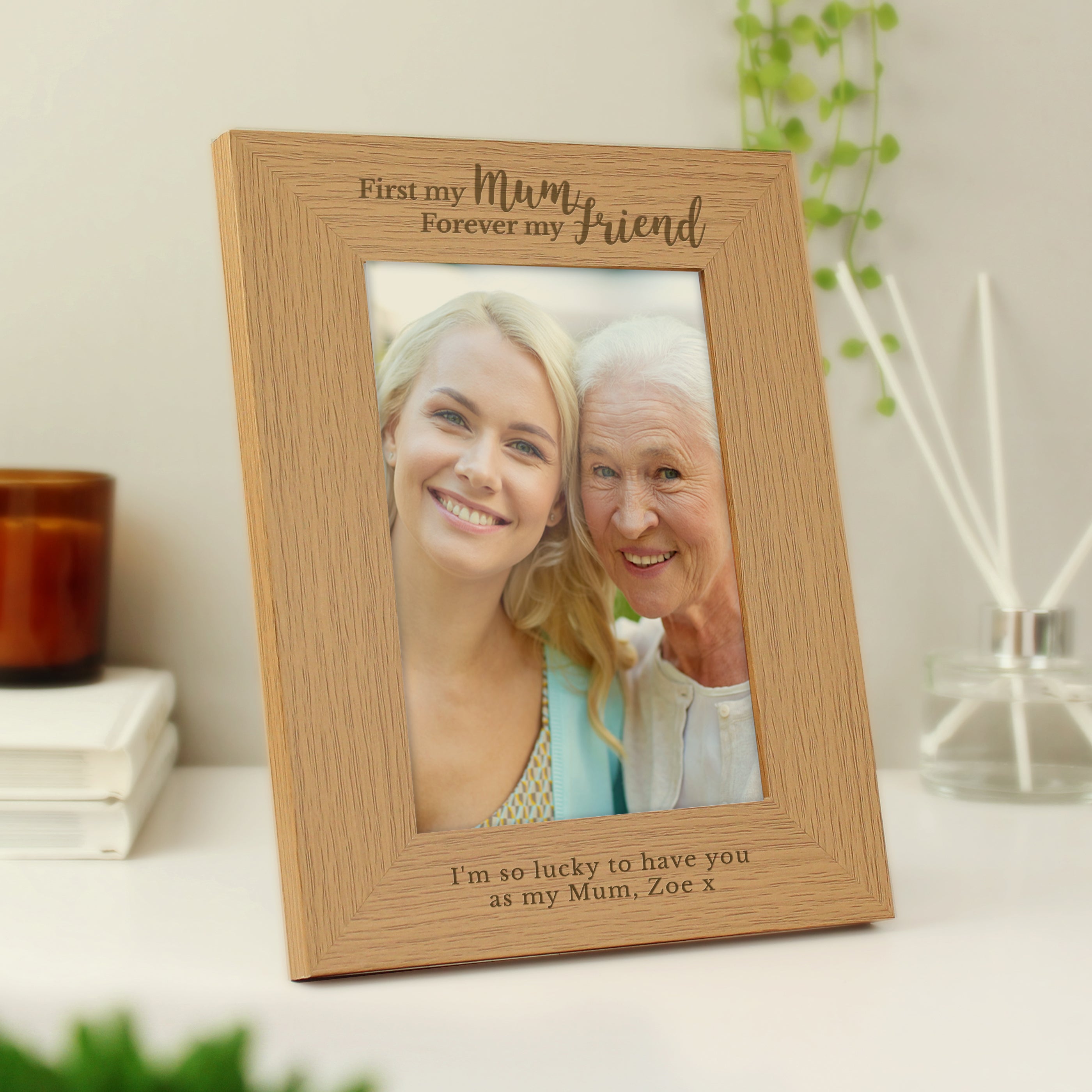 Personalised First My Mum Forever My Friend 5x7 Oak Finish Photo Frame