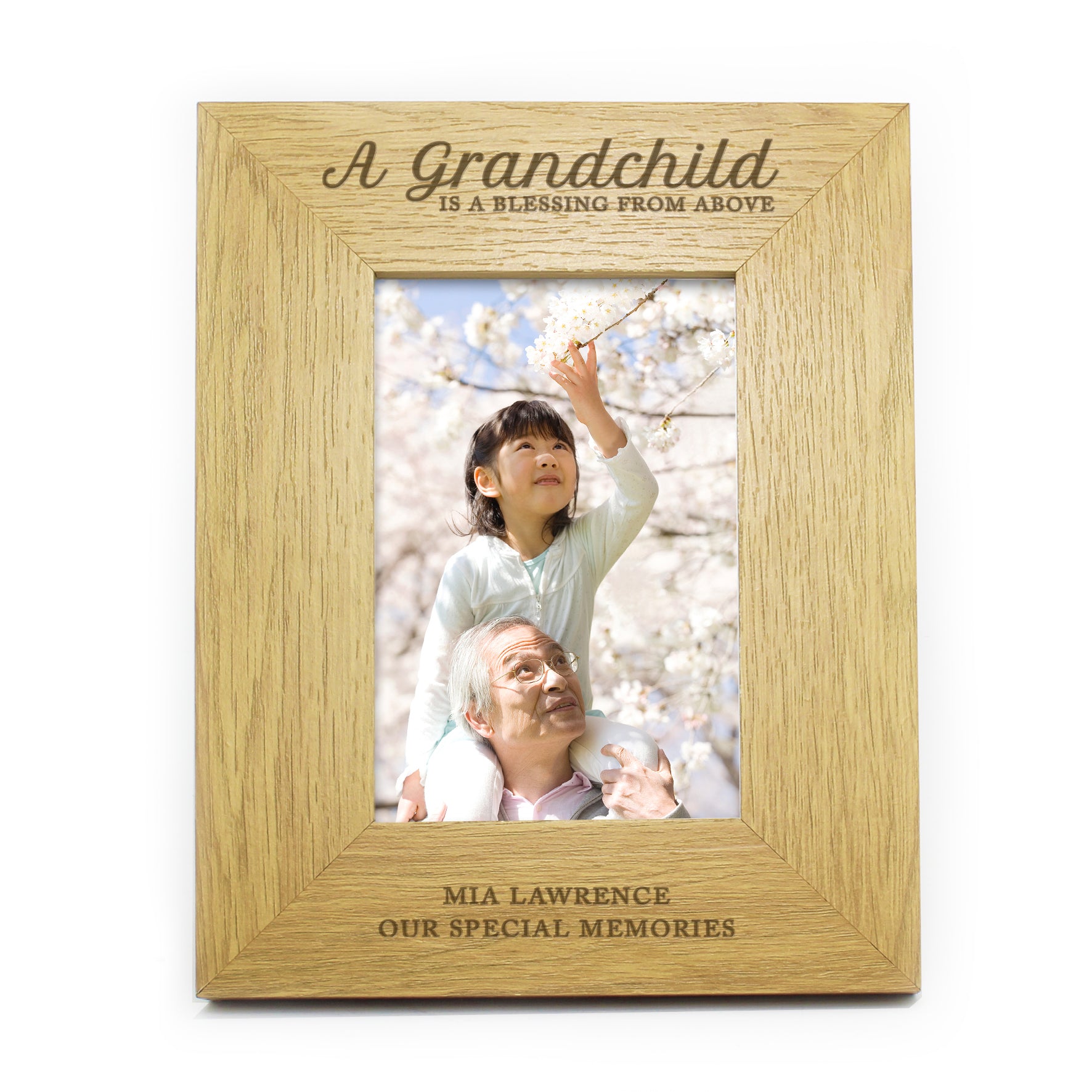 Personalised A Grandchild Is A Blessing 6x4 Oak Finish Photo Frame