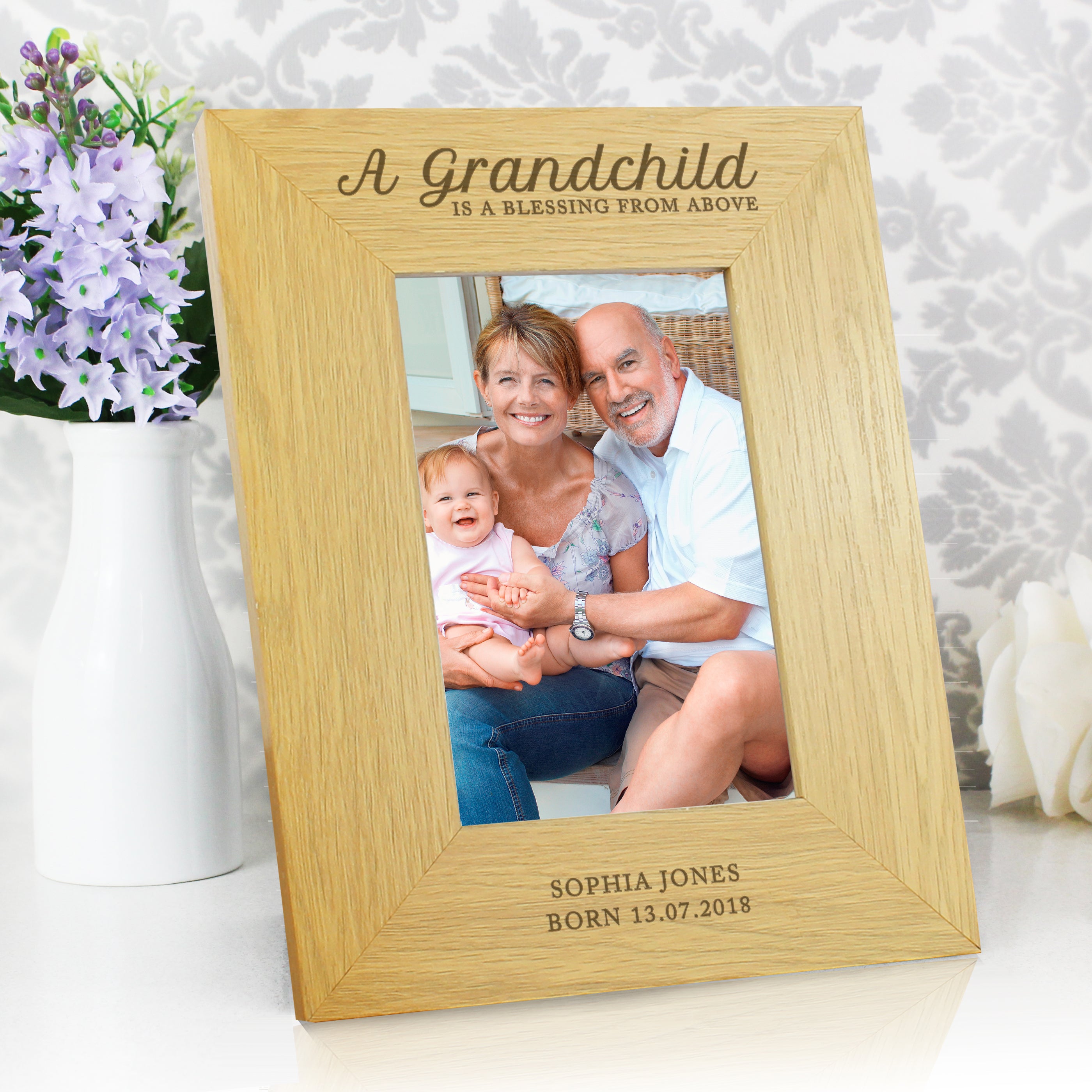 Personalised A Grandchild Is A Blessing 6x4 Oak Finish Photo Frame