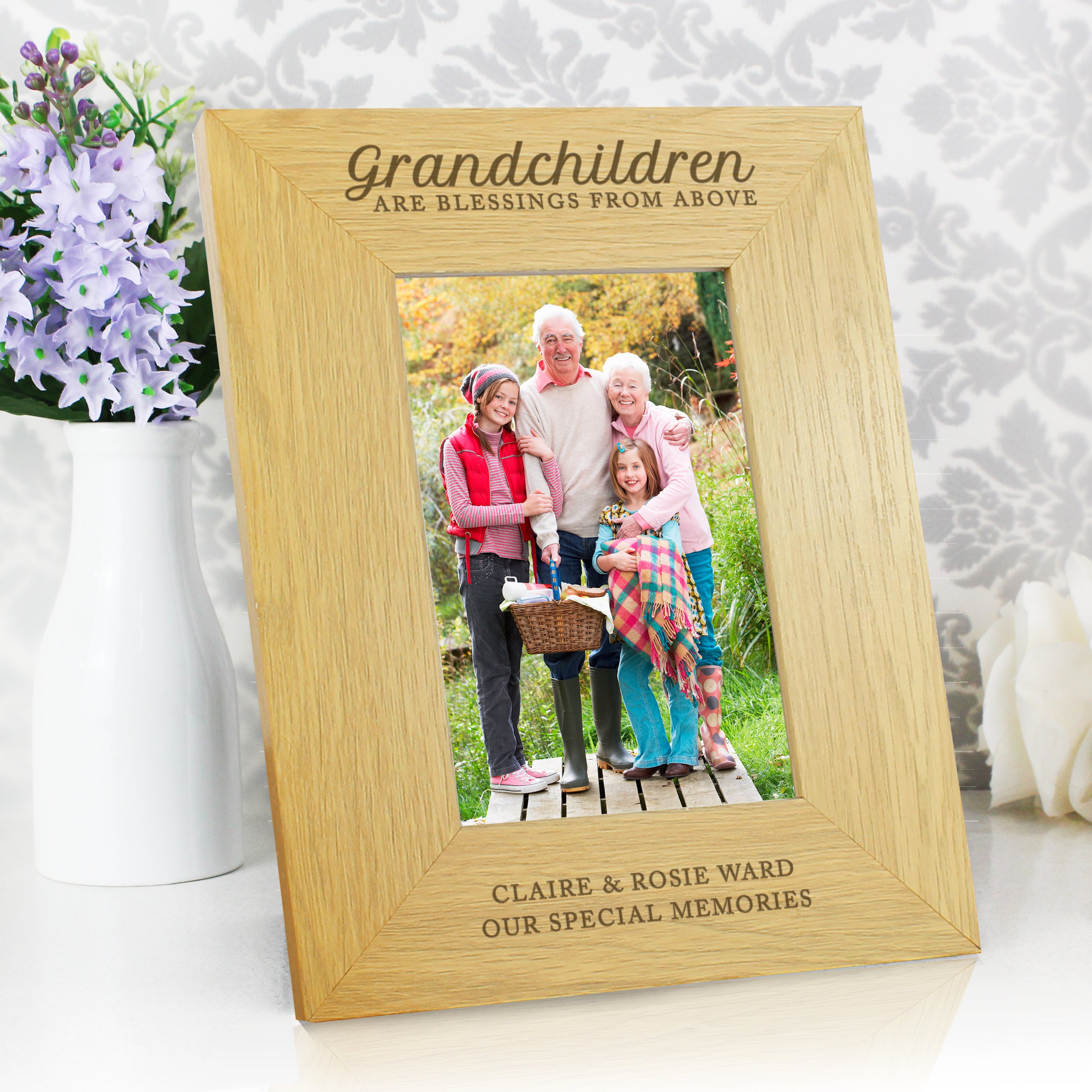 Personalised Grandchildren Are A Blessing 6x4 Oak Finish Photo Frame