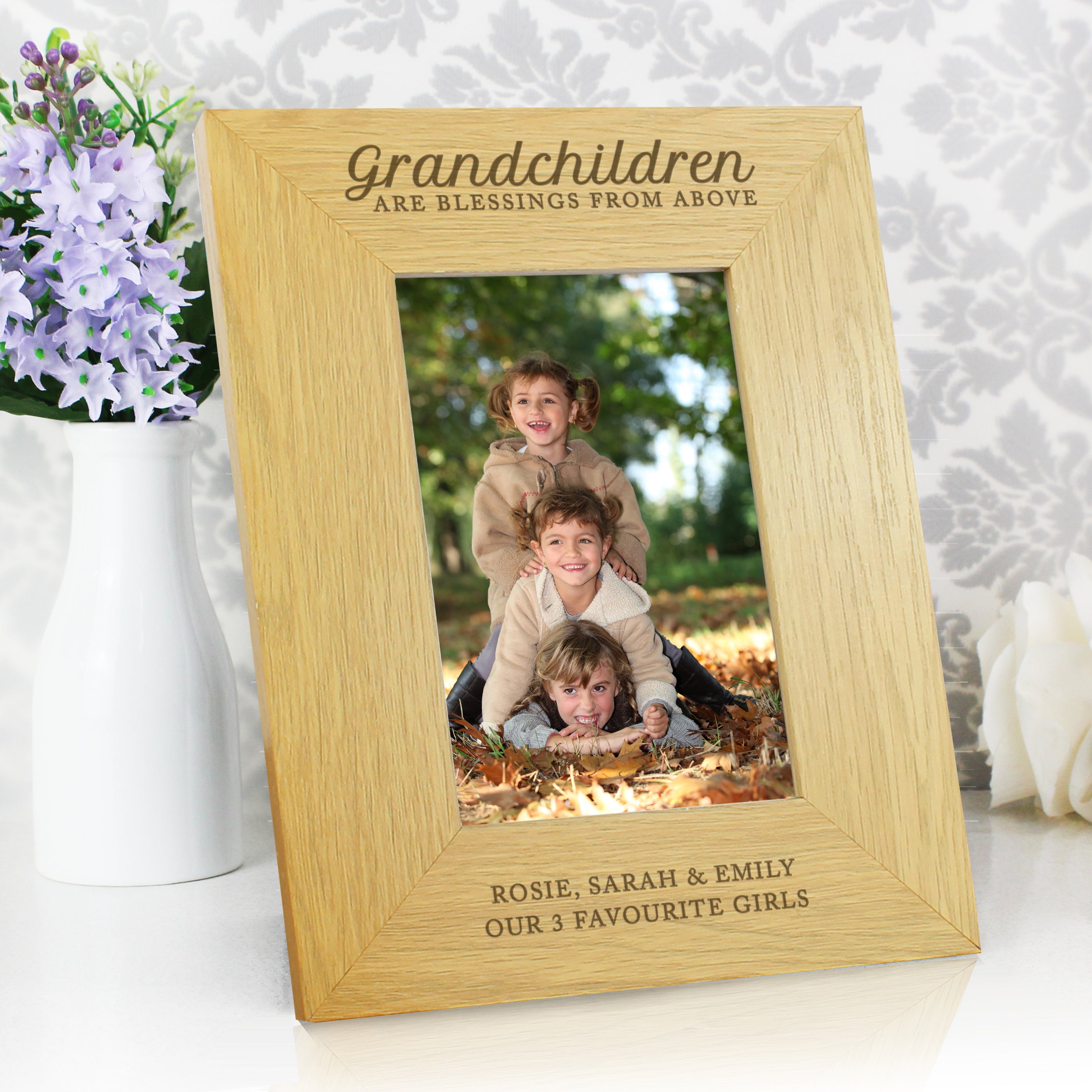 Personalised Grandchildren Are A Blessing 6x4 Oak Finish Photo Frame