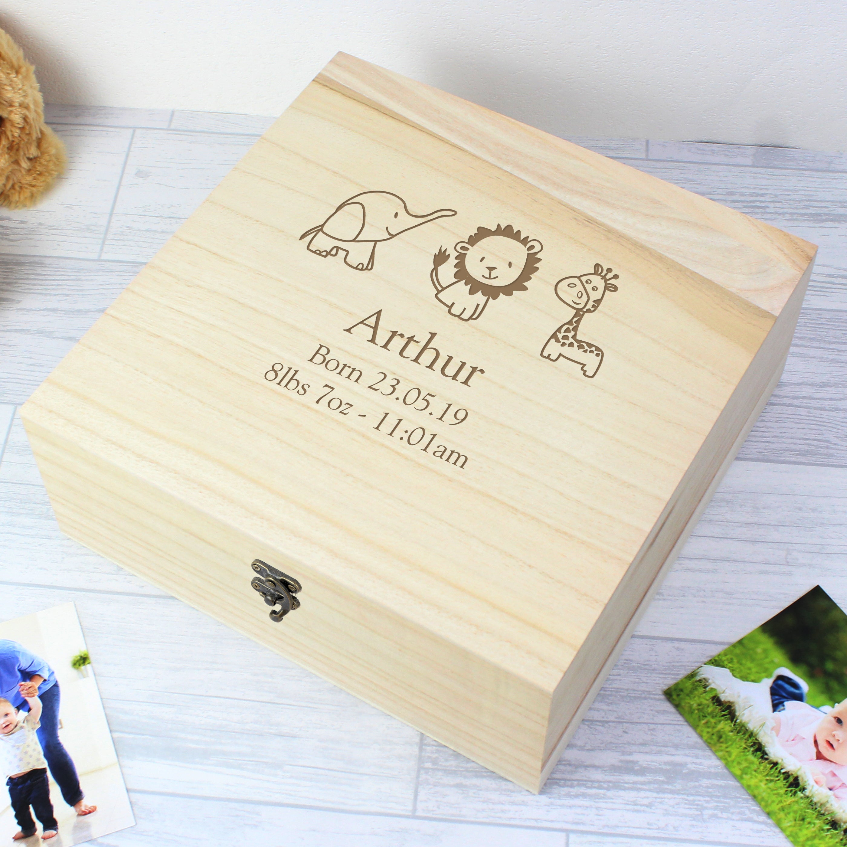 Personalised Hessian Friends Large Wooden Keepsake Box