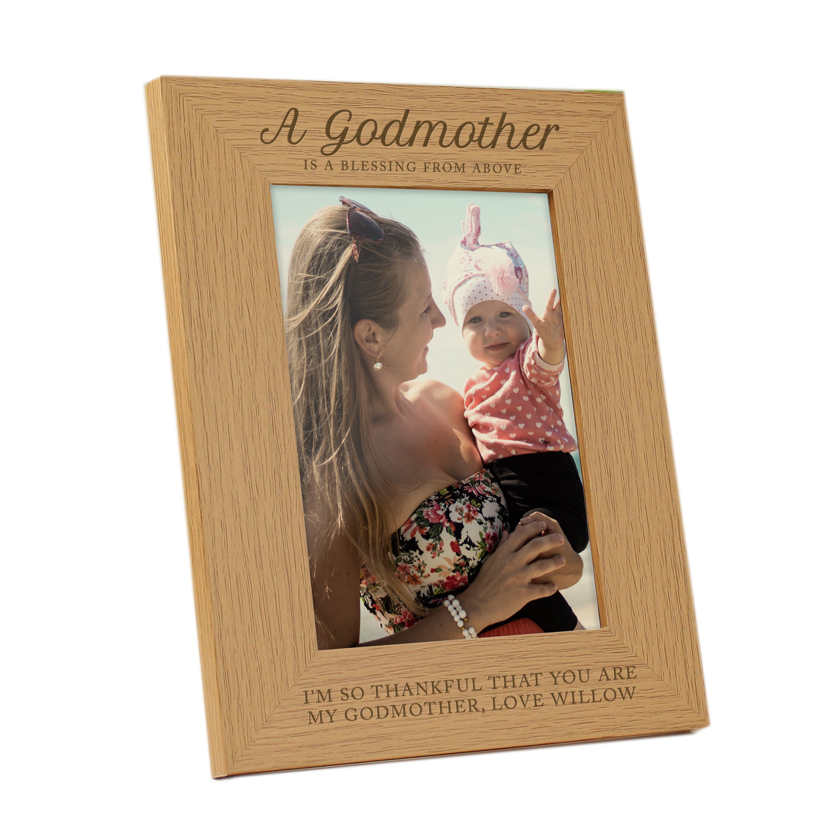 Personalised Godmother 5x7 Oak Finish Photo Frame