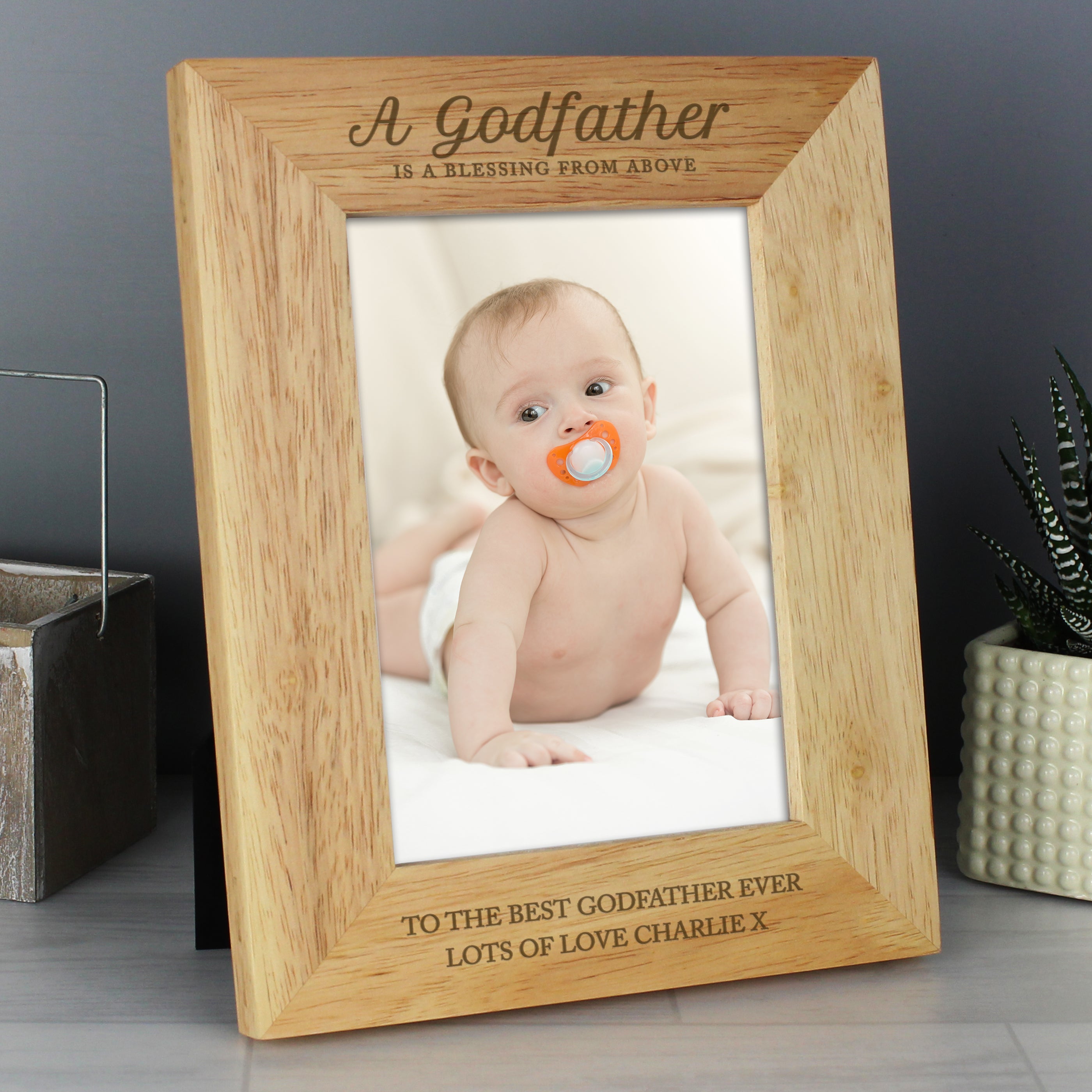 Personalised Godfather 5x7 Oak Finish Photo Frame