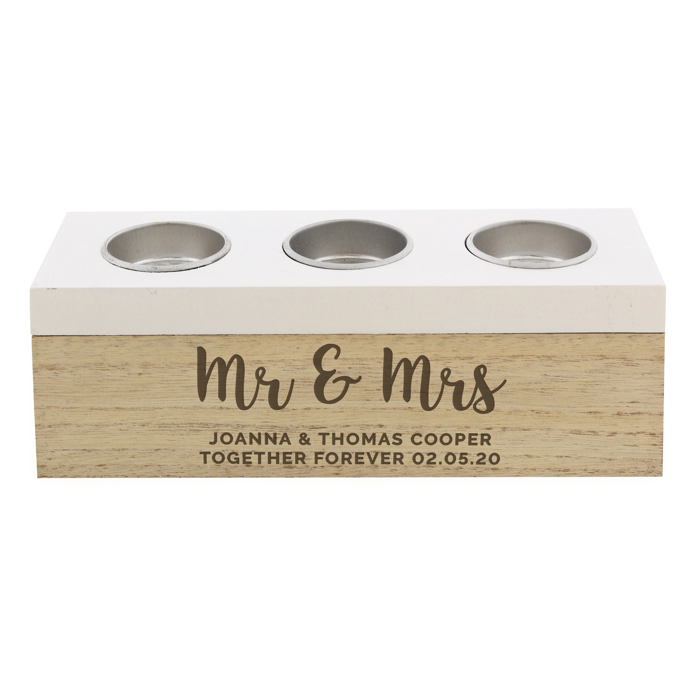 Personalised Free Text Triple Tea Light Box