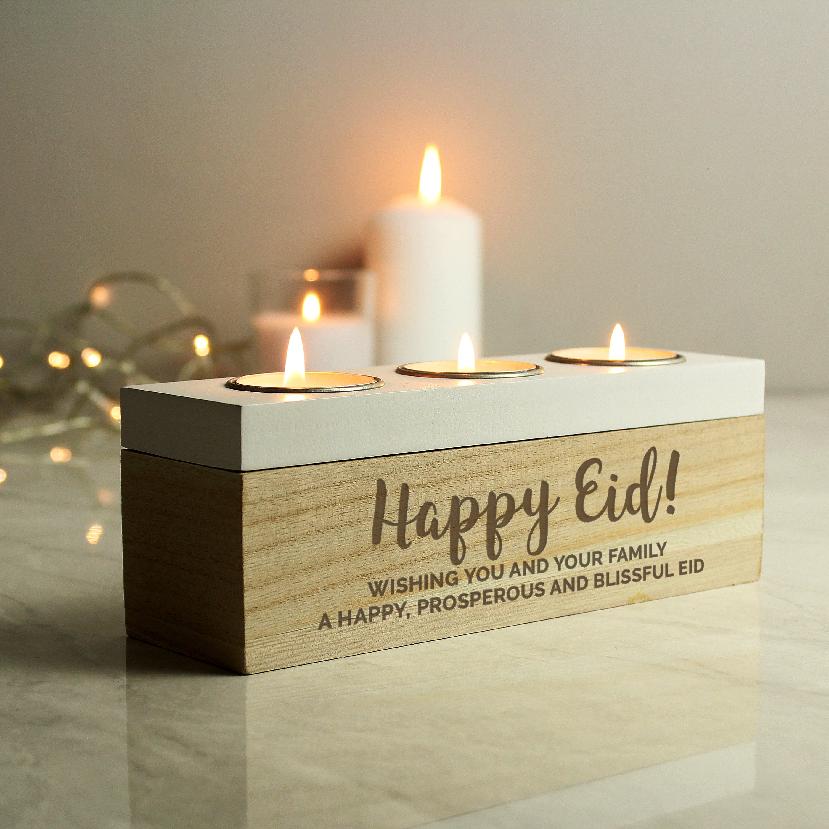 Personalised Free Text Triple Tea Light Box