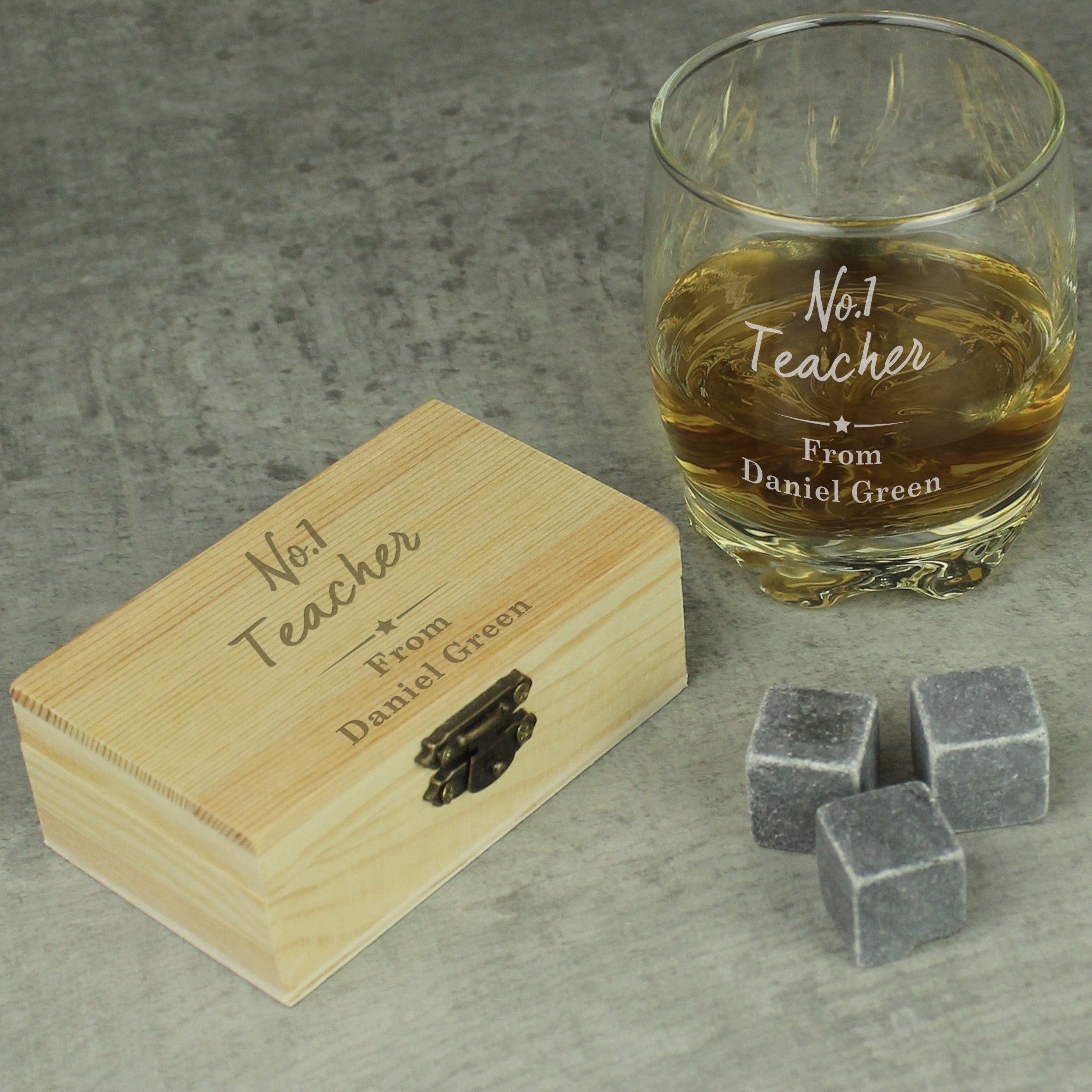 Personalised No.1 Cooling Stones & Glass Set