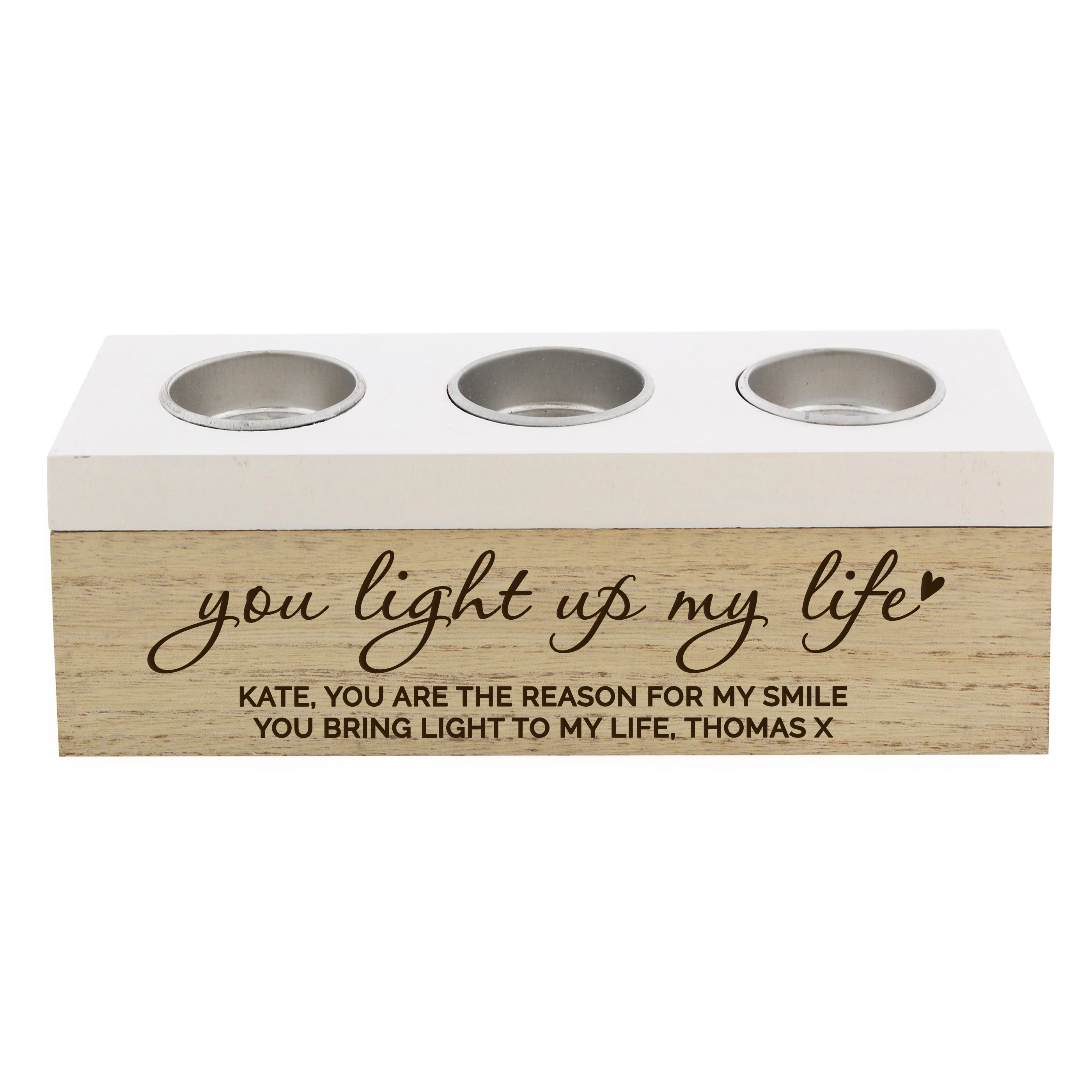 Personalised You Light Up My Life Triple Tea Light Box