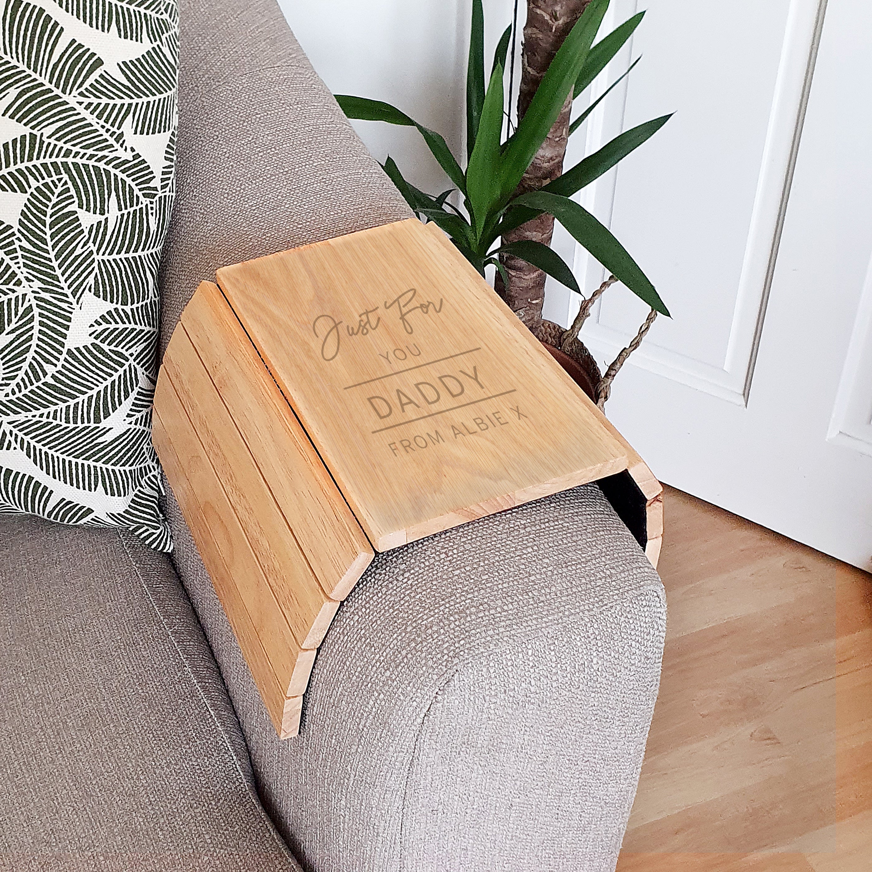 Personalised Classic Wooden Sofa Tray