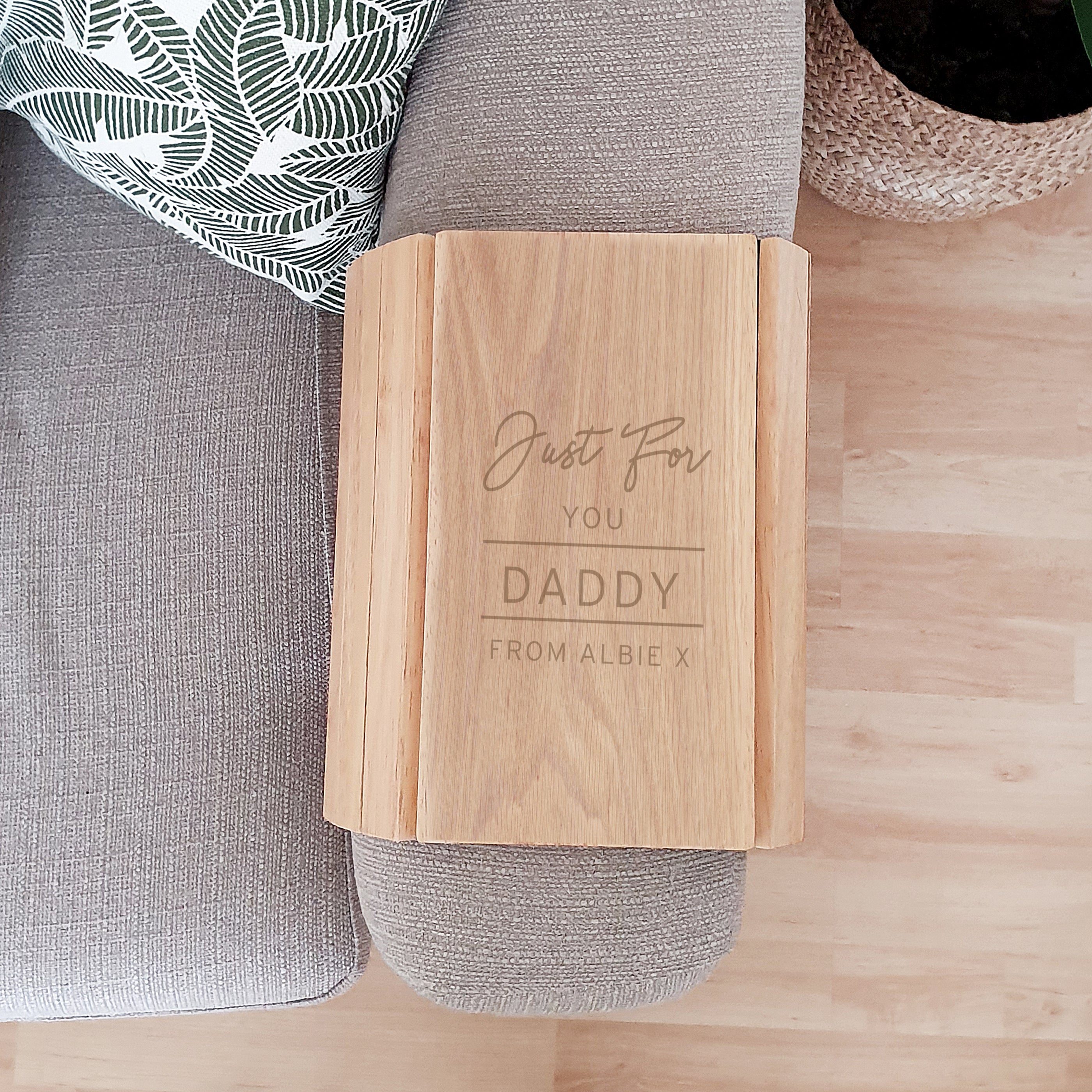 Personalised Classic Wooden Sofa Tray